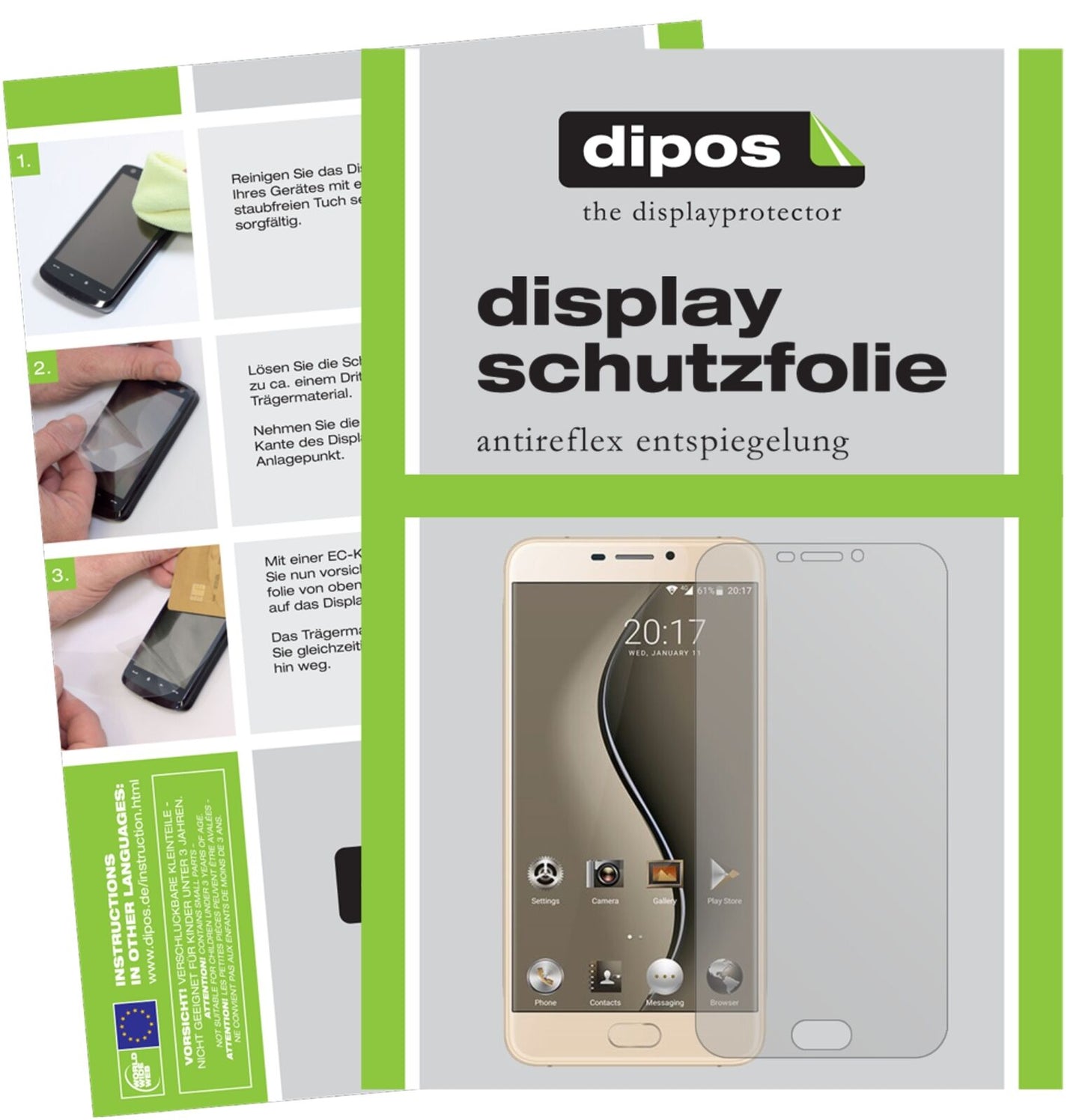Matte Displayschutzfolie von dipos passend für Ulefone Gemini, präziser Zuschnitt und blasenfrei montiert