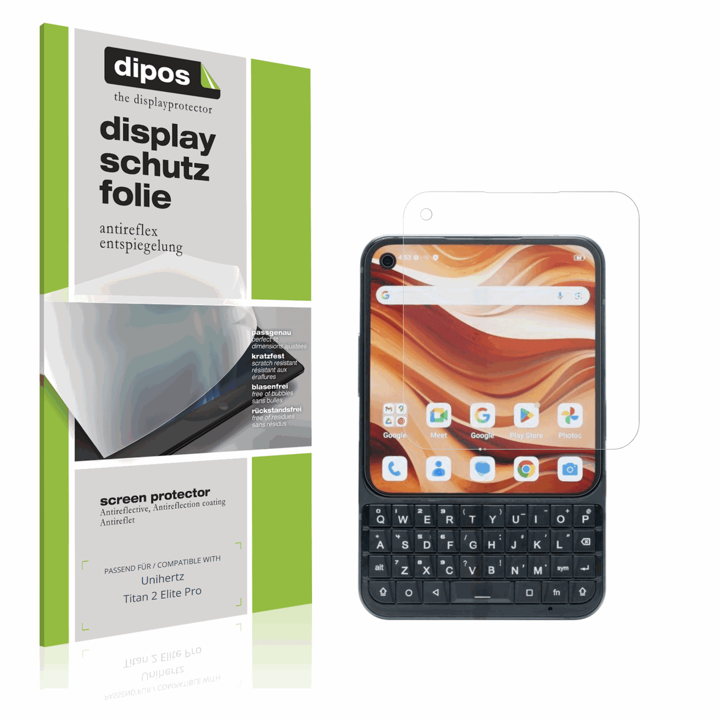 Matte Displayschutzfolie von dipos passend für Unihertz Titan 2 Elite Pro, präziser Zuschnitt und blasenfrei montiert
