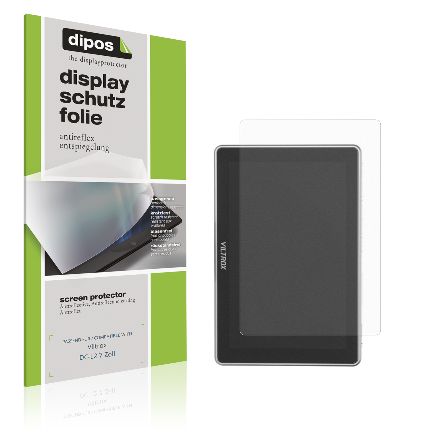 Matte Displayschutzfolie von dipos passend für Viltrox DC-L2 7 Zoll, präziser Zuschnitt und blasenfrei montiert