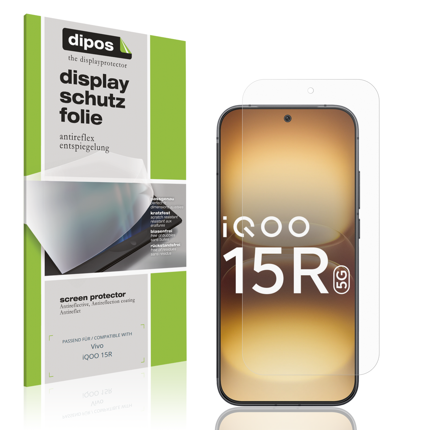 Matte Displayschutzfolie von dipos passend für Vivo iQOO 15R, präziser Zuschnitt und blasenfrei montiert