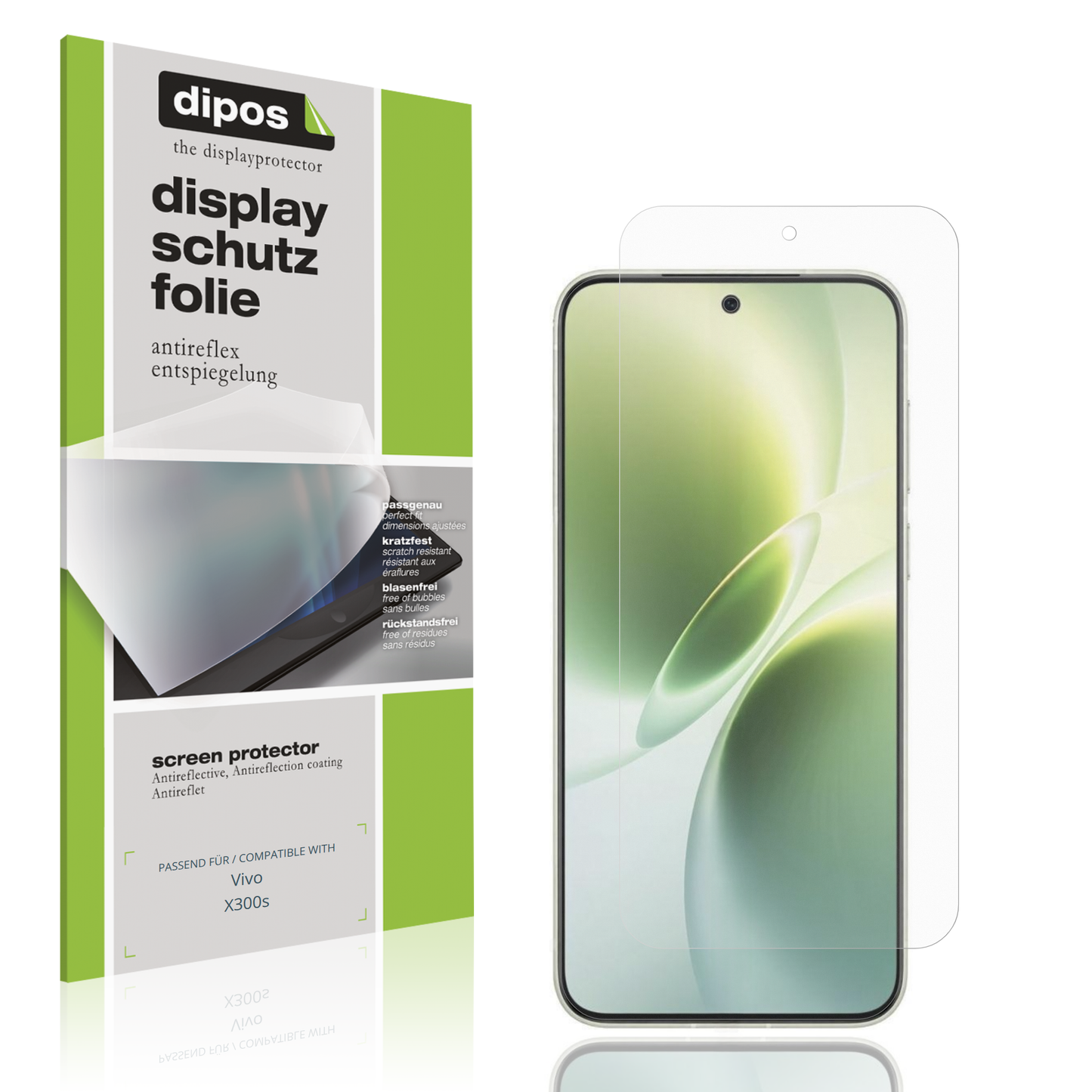 Matte Displayschutzfolie von dipos passend für Vivo X300s, präziser Zuschnitt und blasenfrei montiert