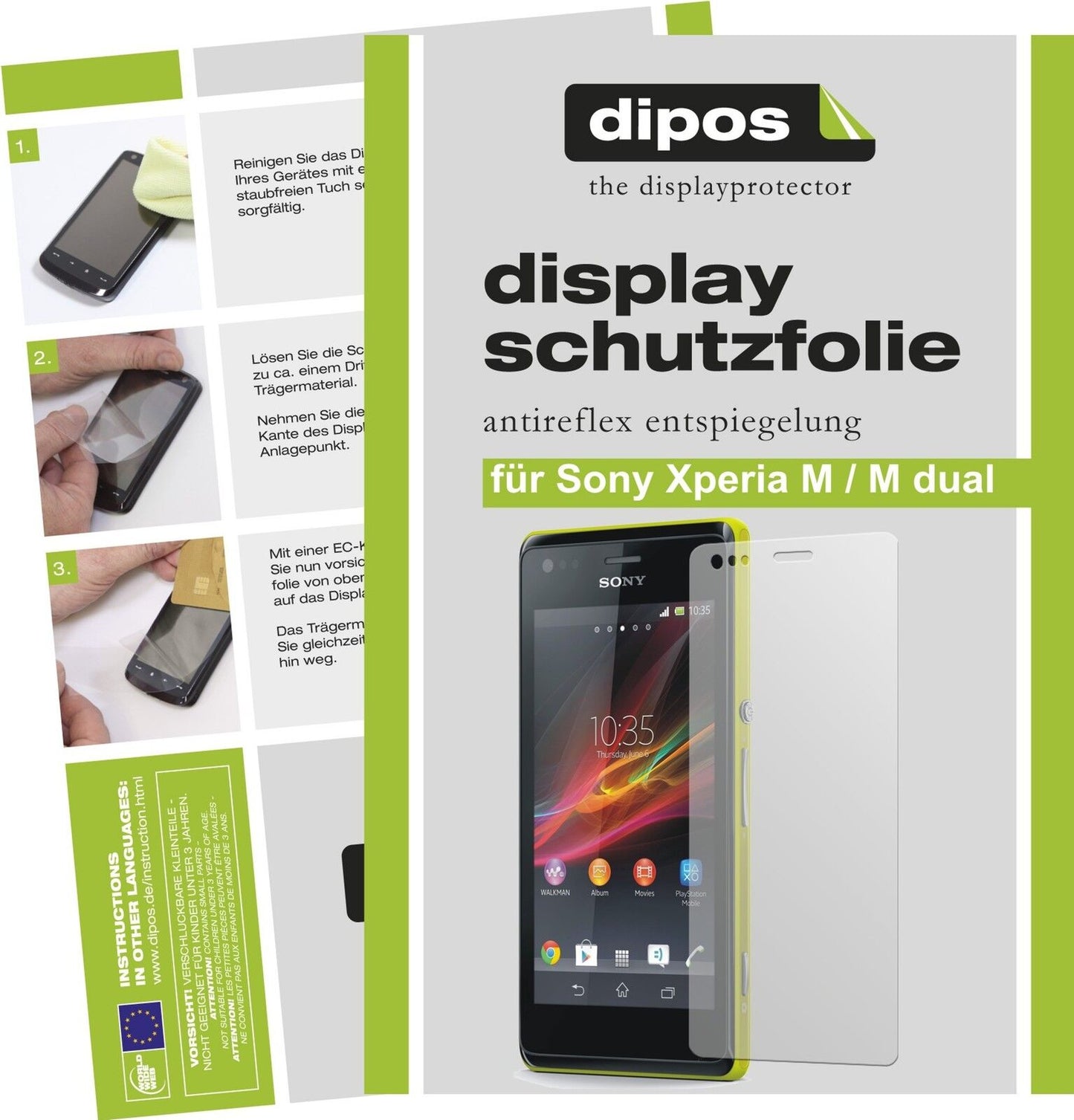 Matte Displayschutzfolie von dipos passend für Xperia M / Xperia M dual Sony, präziser Zuschnitt und blasenfrei montiert
