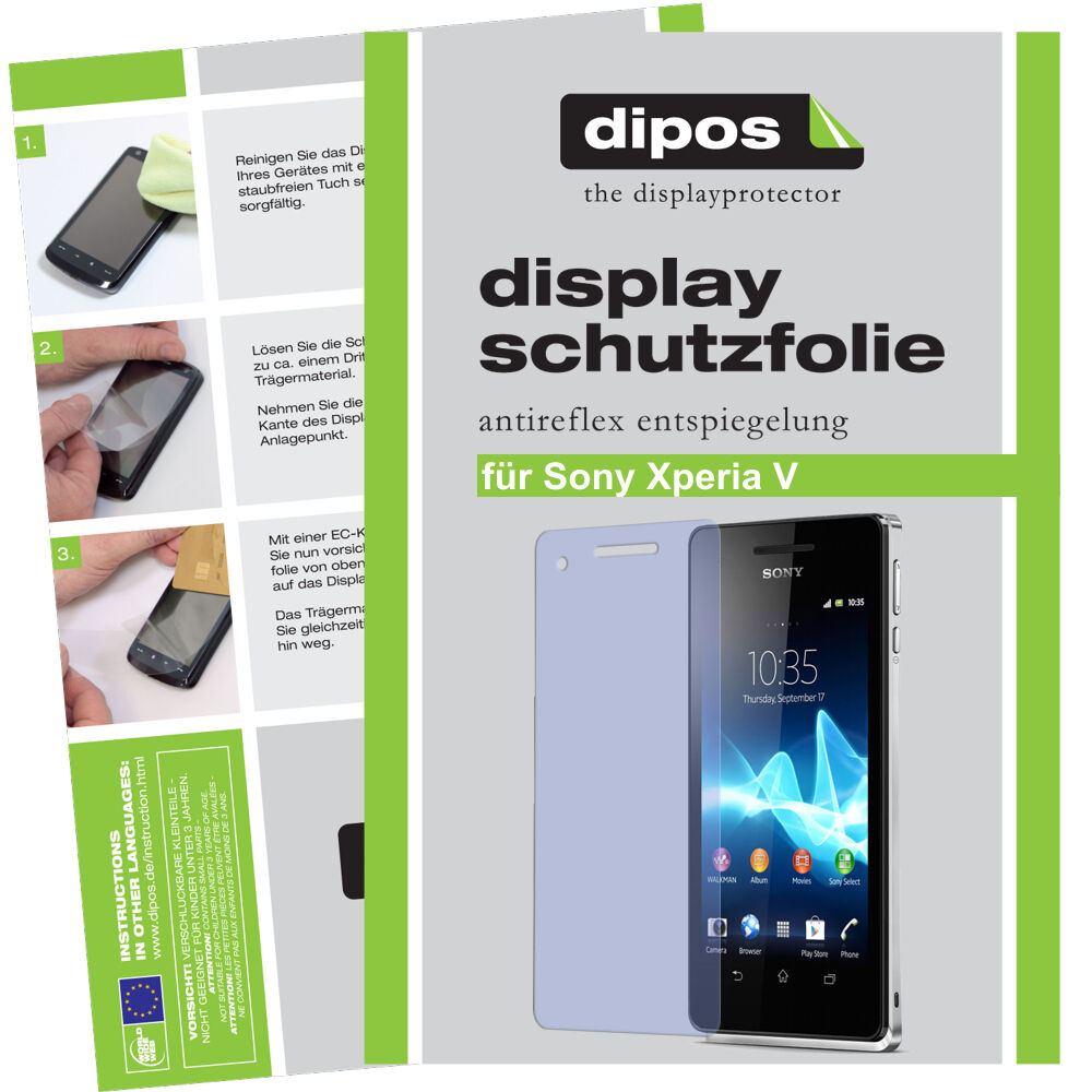 Matte Displayschutzfolie von dipos passend für Xperia V Sony, präziser Zuschnitt und blasenfrei montiert