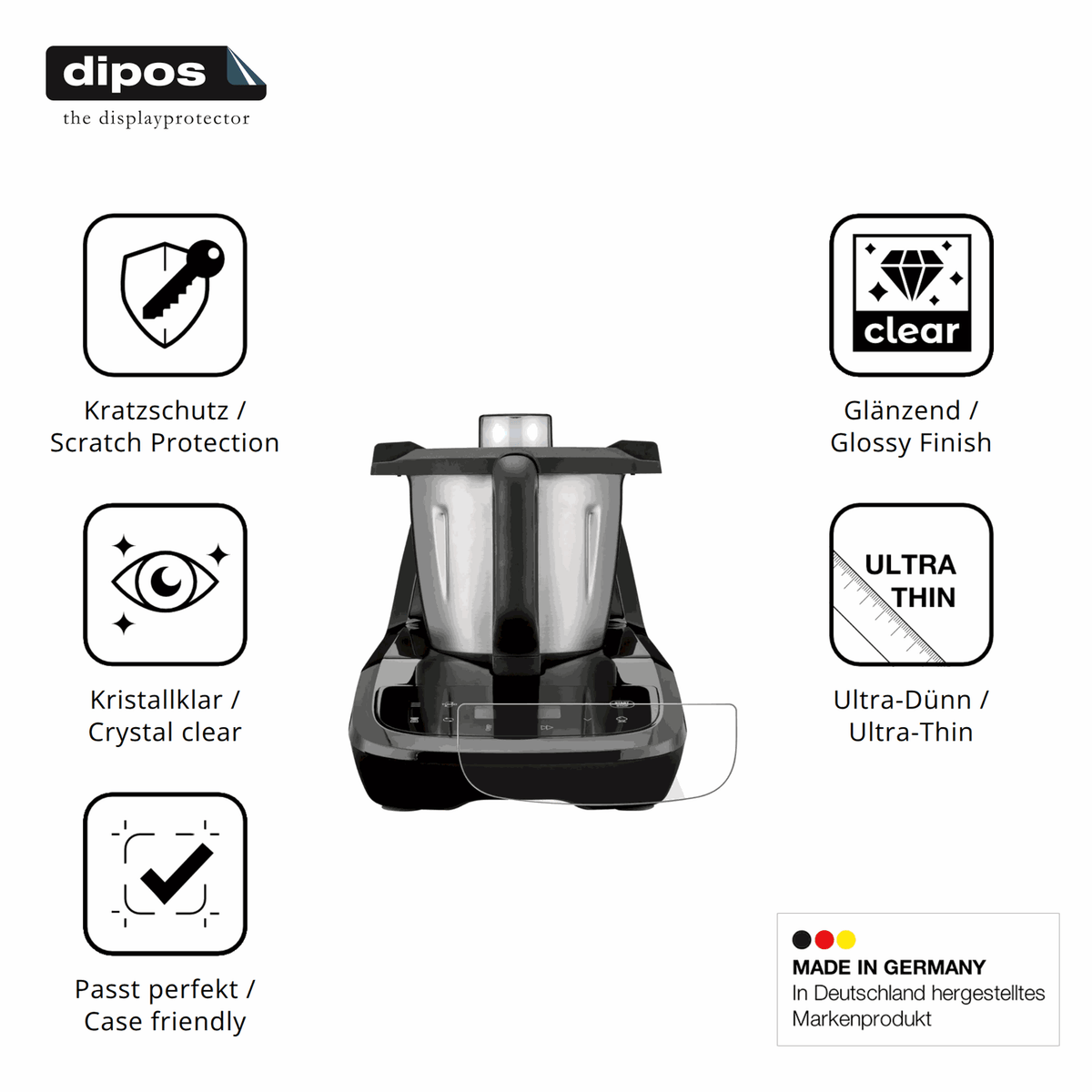 2x Schutzfolie klar für SilverCrest Monsieur Cuisine compact SMCC 1100 A1 Display-Schutzfolie
