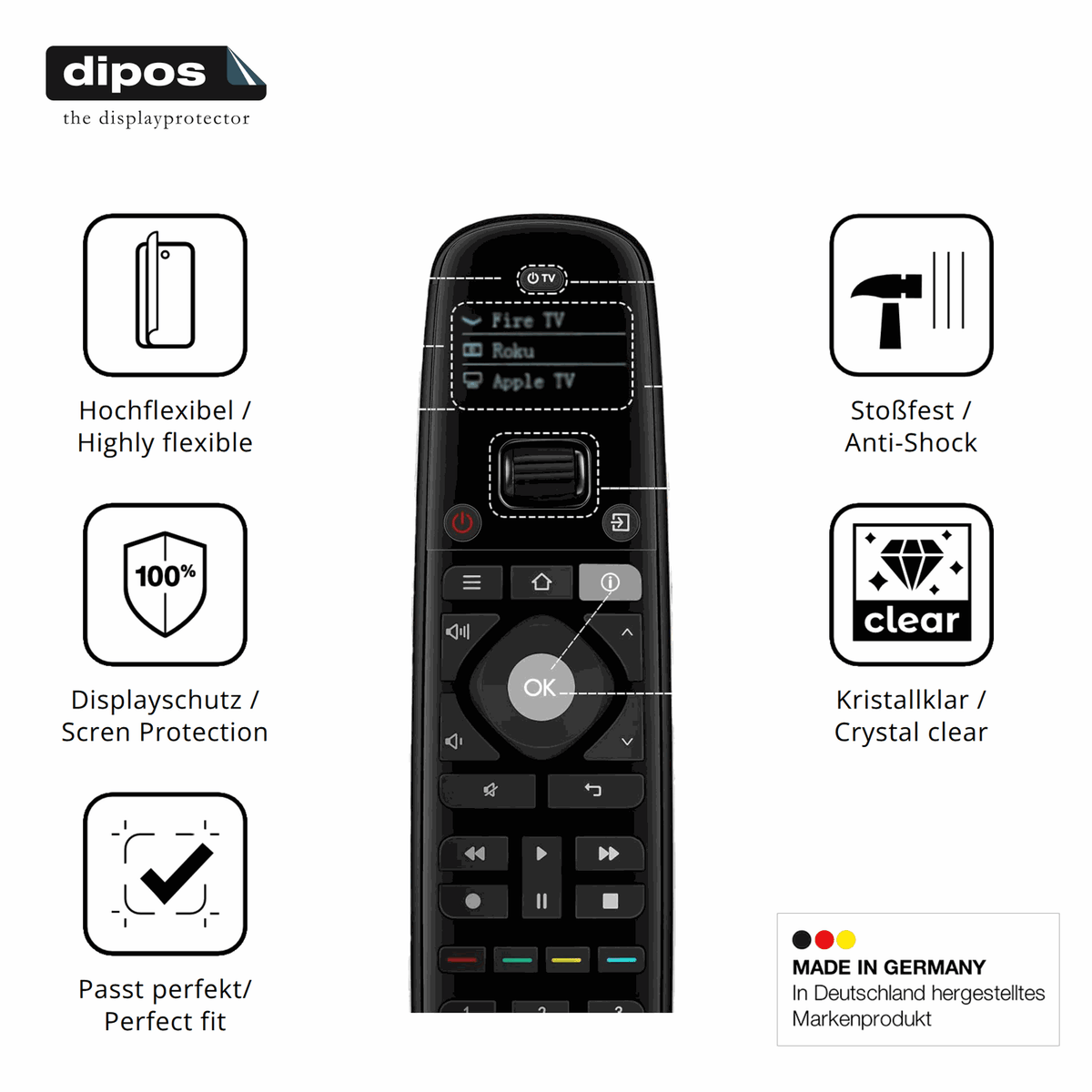 Displayschutz hergestellt in Deutschland, höchste Qualität made in Germany
