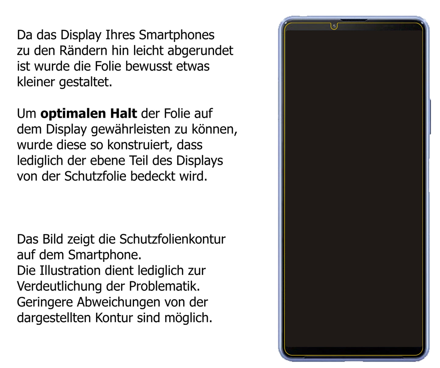 Schutzfolie mit optimaler Passform, zur Verwendung mit Hüllen geeignet