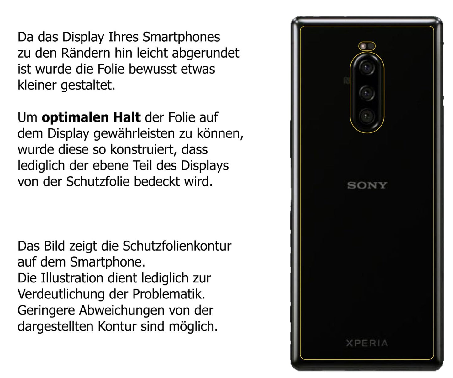 Dünne und klare Folie passend zugeschnitten für Sony Xperia 1 Rückseite