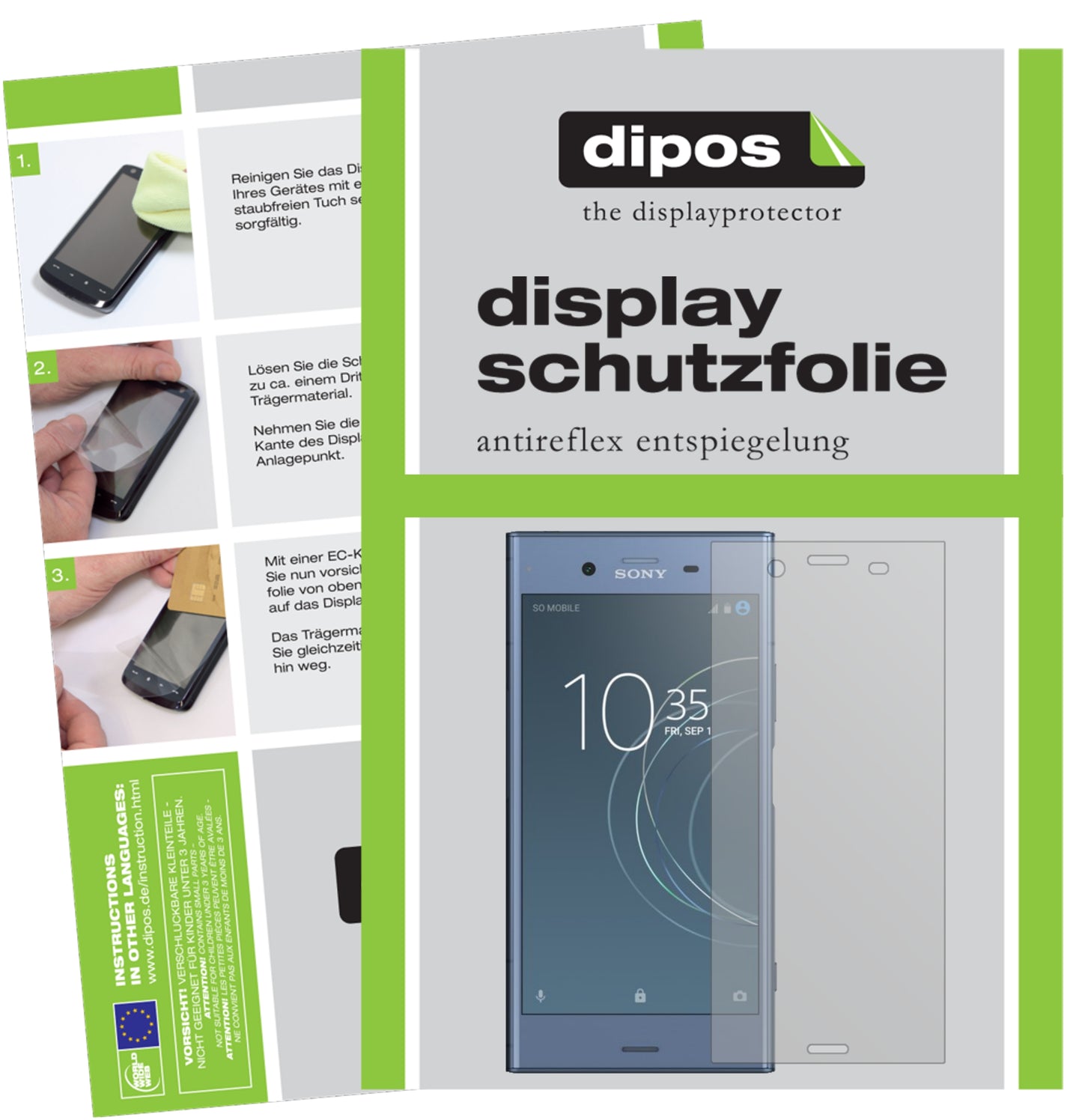 Mattes Panzerglas: Entspiegelte, dünne Folie, Fingerabdruckresistenz und Bildschirmschutz für Sony-Xperia XZ1