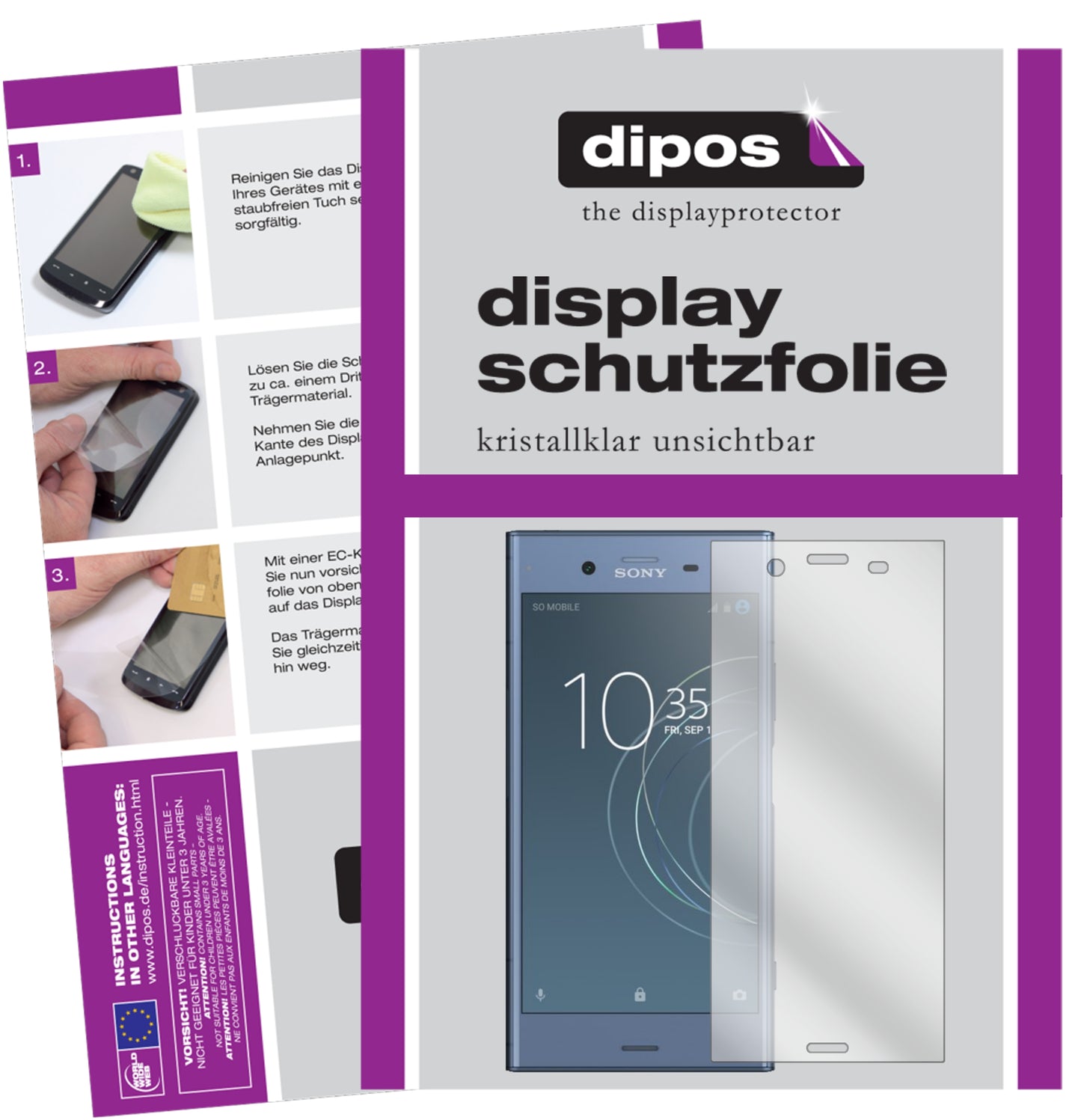 Kristallklare, dünne Schutzfolie: Kratzfest & passgenau für Sony-Xperia XZ1