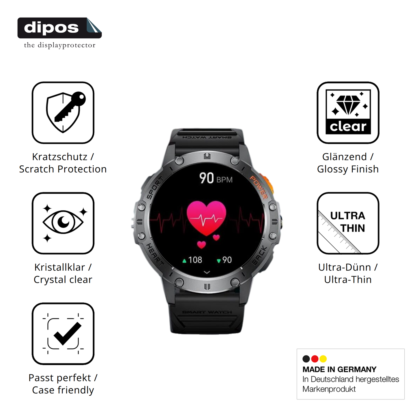 Displayschutz hergestellt in Deutschland, höchste Qualität made in Germany