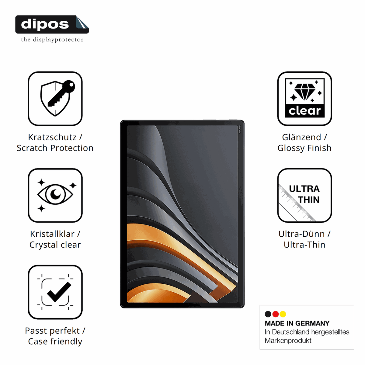 Displayschutz hergestellt in Deutschland, höchste Qualität made in Germany