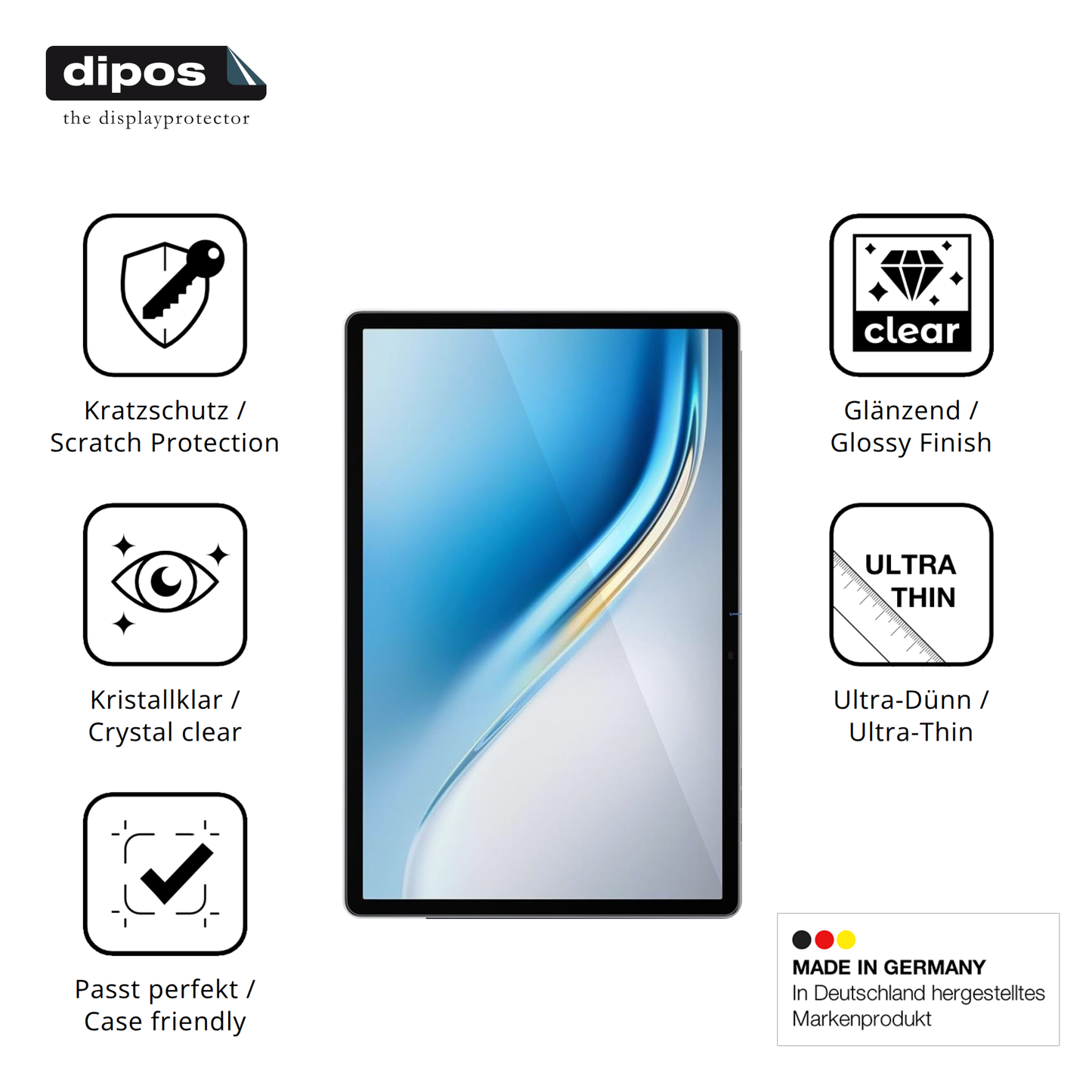 Displayschutz hergestellt in Deutschland, höchste Qualität made in Germany