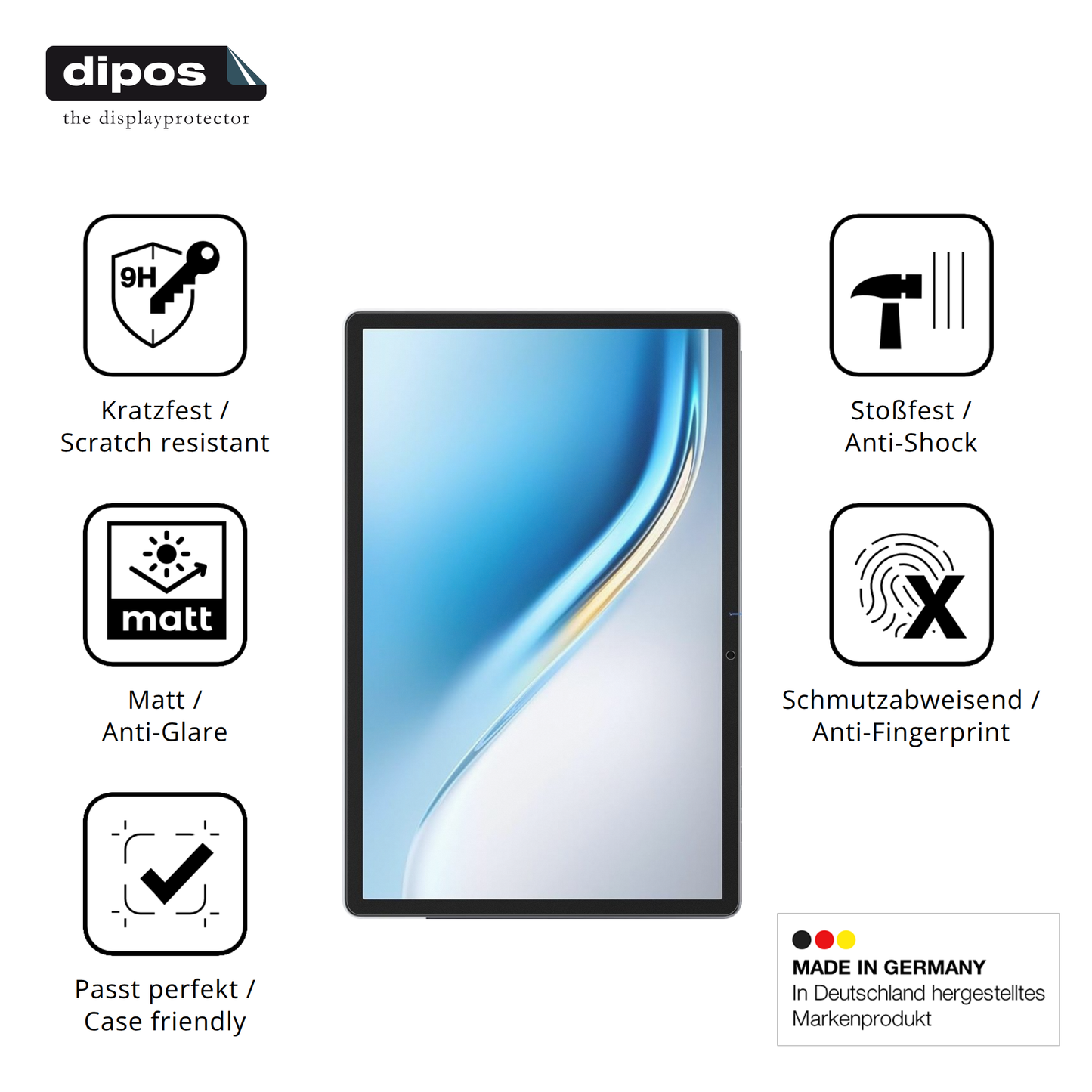 Displayschutz hergestellt in Deutschland, höchste Qualität made in Germany