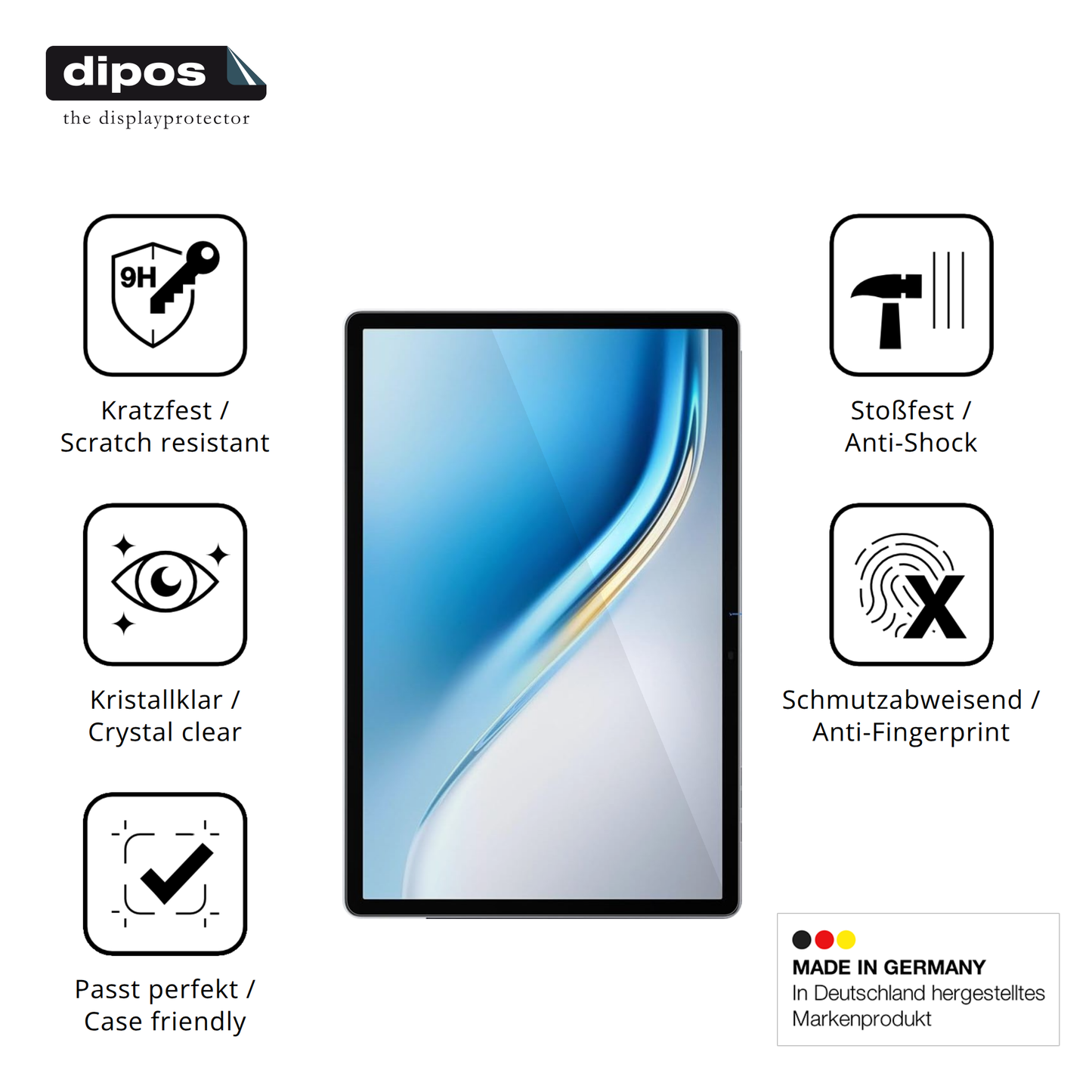 Displayschutz hergestellt in Deutschland, höchste Qualität made in Germany