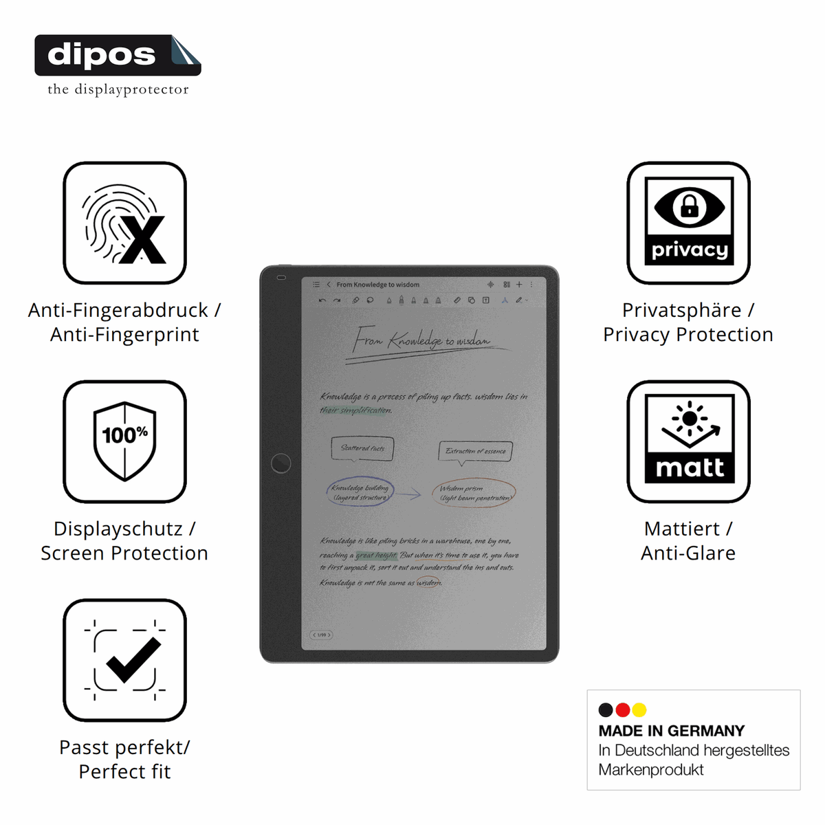 Blickschutzfolie für TCL Note A1 NXTPaper matt Schutzfolie Privacy