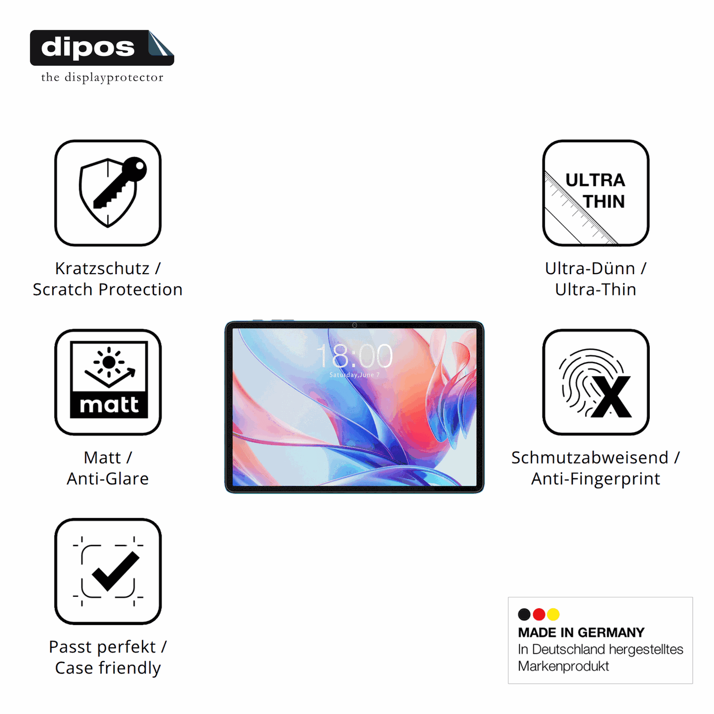 2x Schutzfolie matt für Teclast P30 Display-Schutzfolie