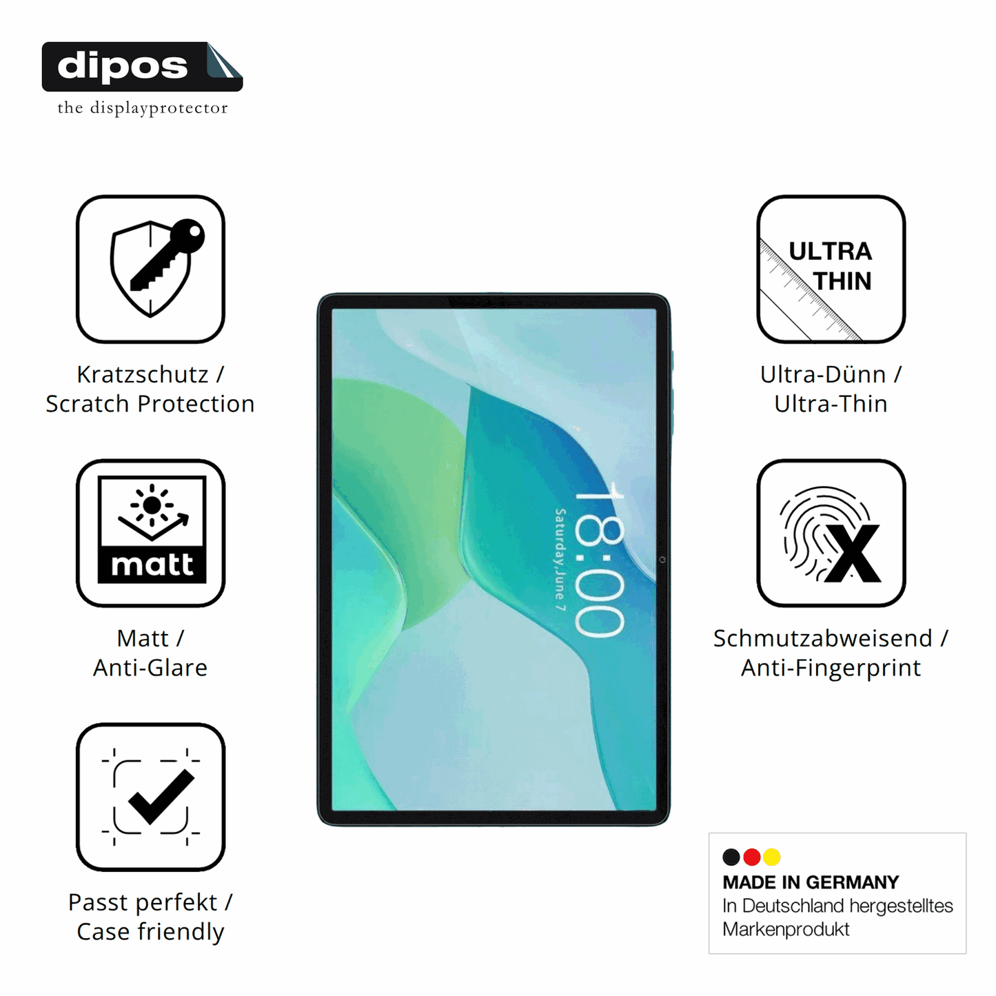 2x Schutzfolie matt für Teclast P33 Display-Schutzfolie