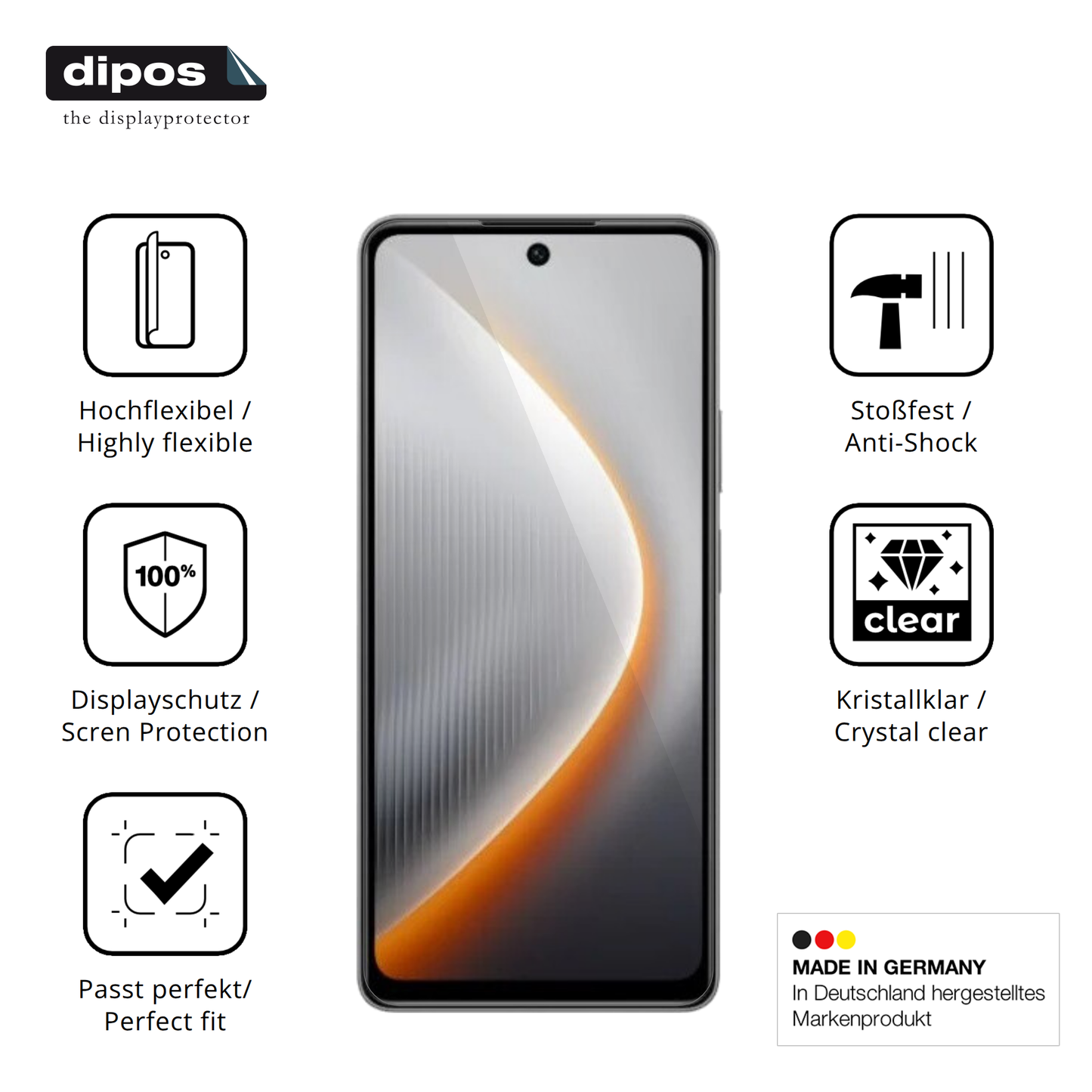 Displayschutz hergestellt in Deutschland, höchste Qualität made in Germany