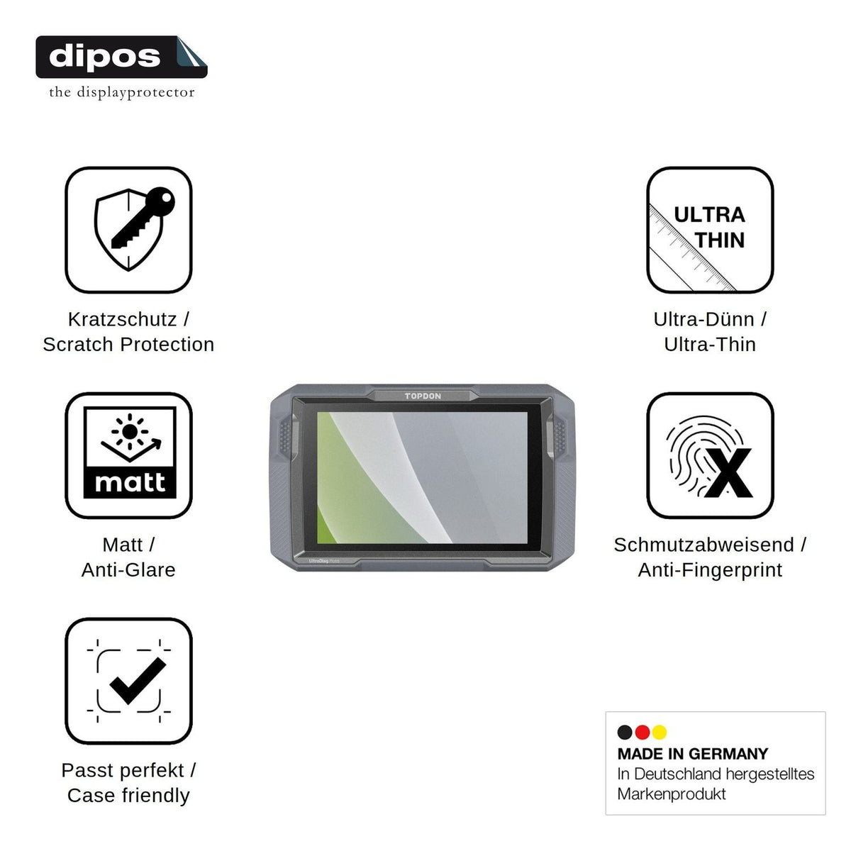 2x Schutzfolie matt für Topdon UltraDiag Moto Display-Schutzfolie