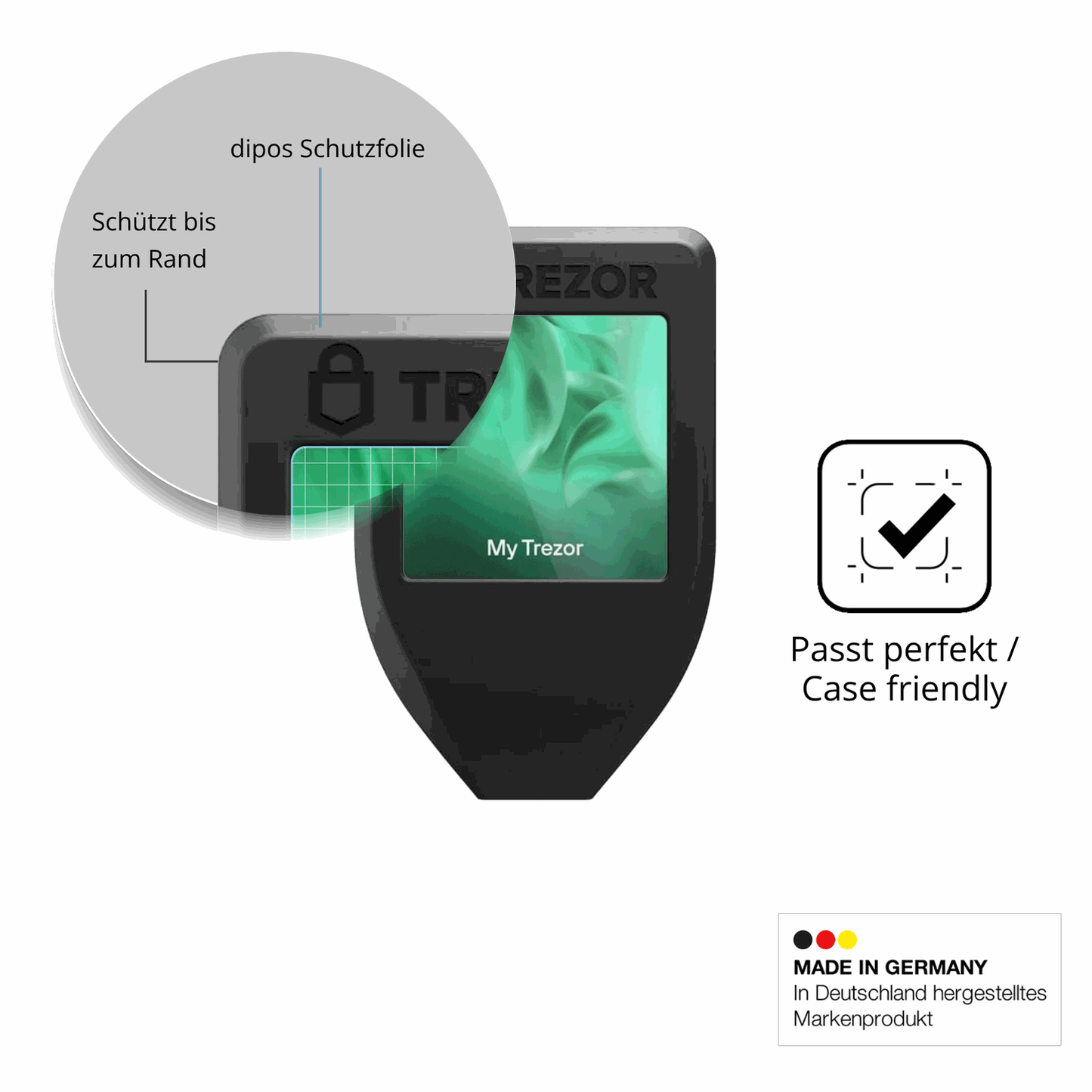 Schutzglasfolie mit optimaler Passform, zur Verwendung mit Hüllen geeignet