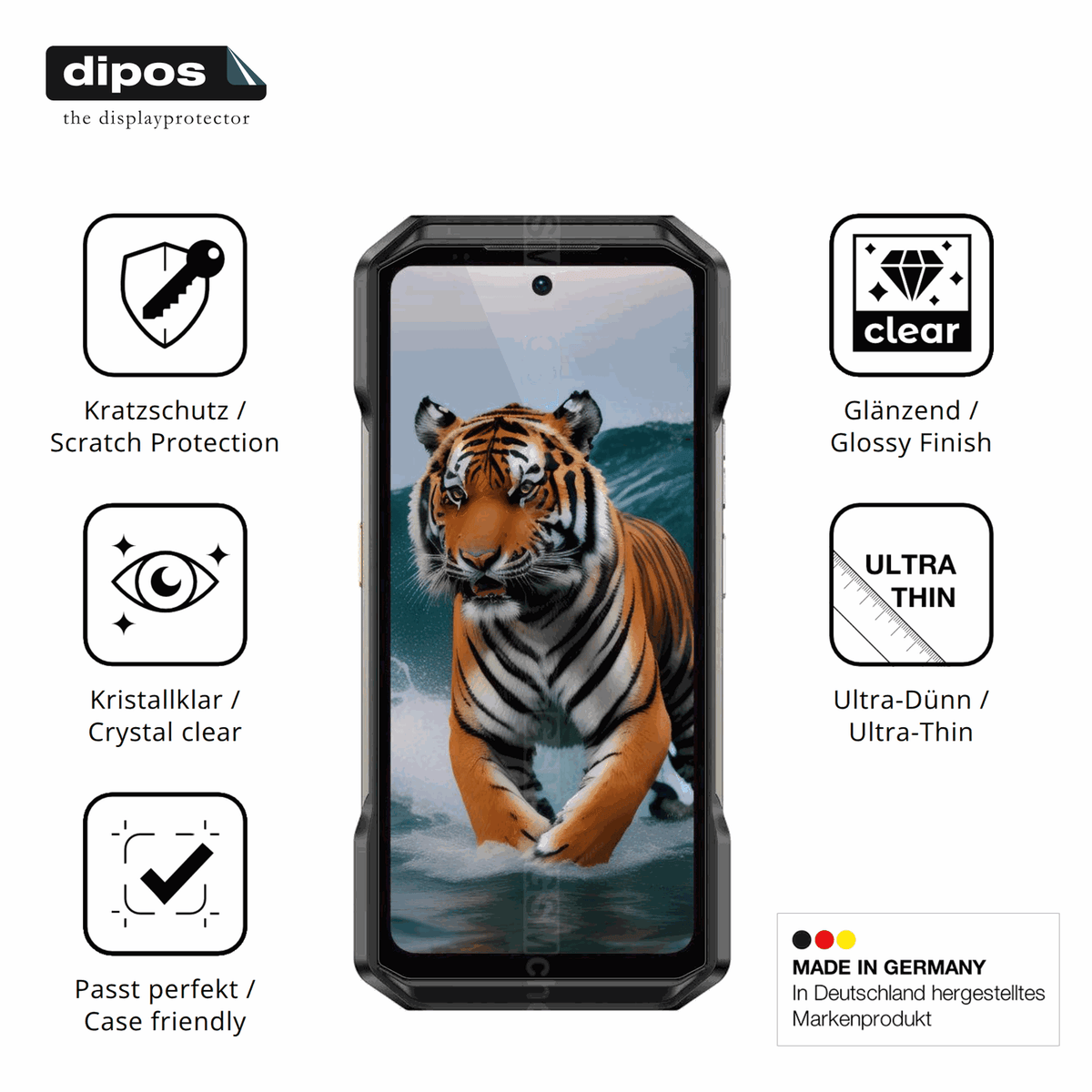 4x Schutzfolie klar für Ulefone Armor 27T+ Display-Schutzfolie