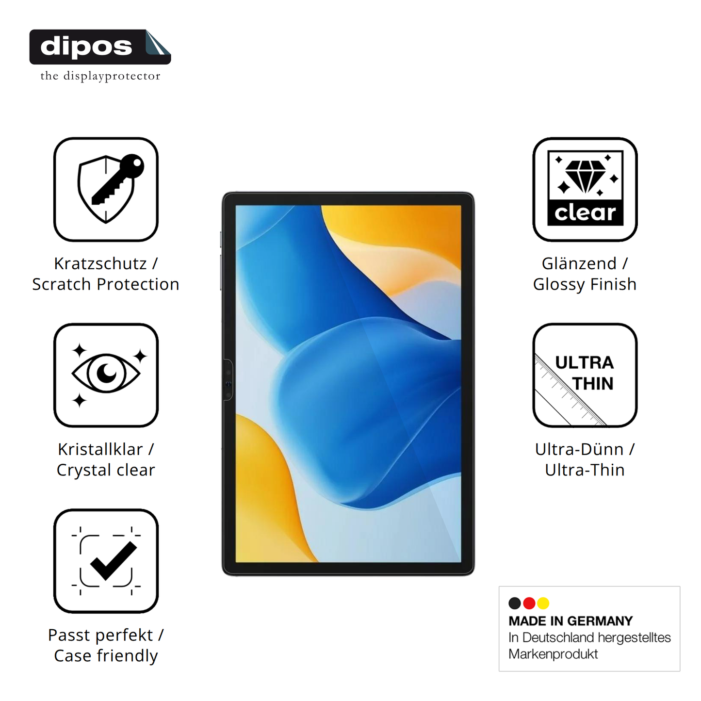 Displayschutz hergestellt in Deutschland, höchste Qualität made in Germany