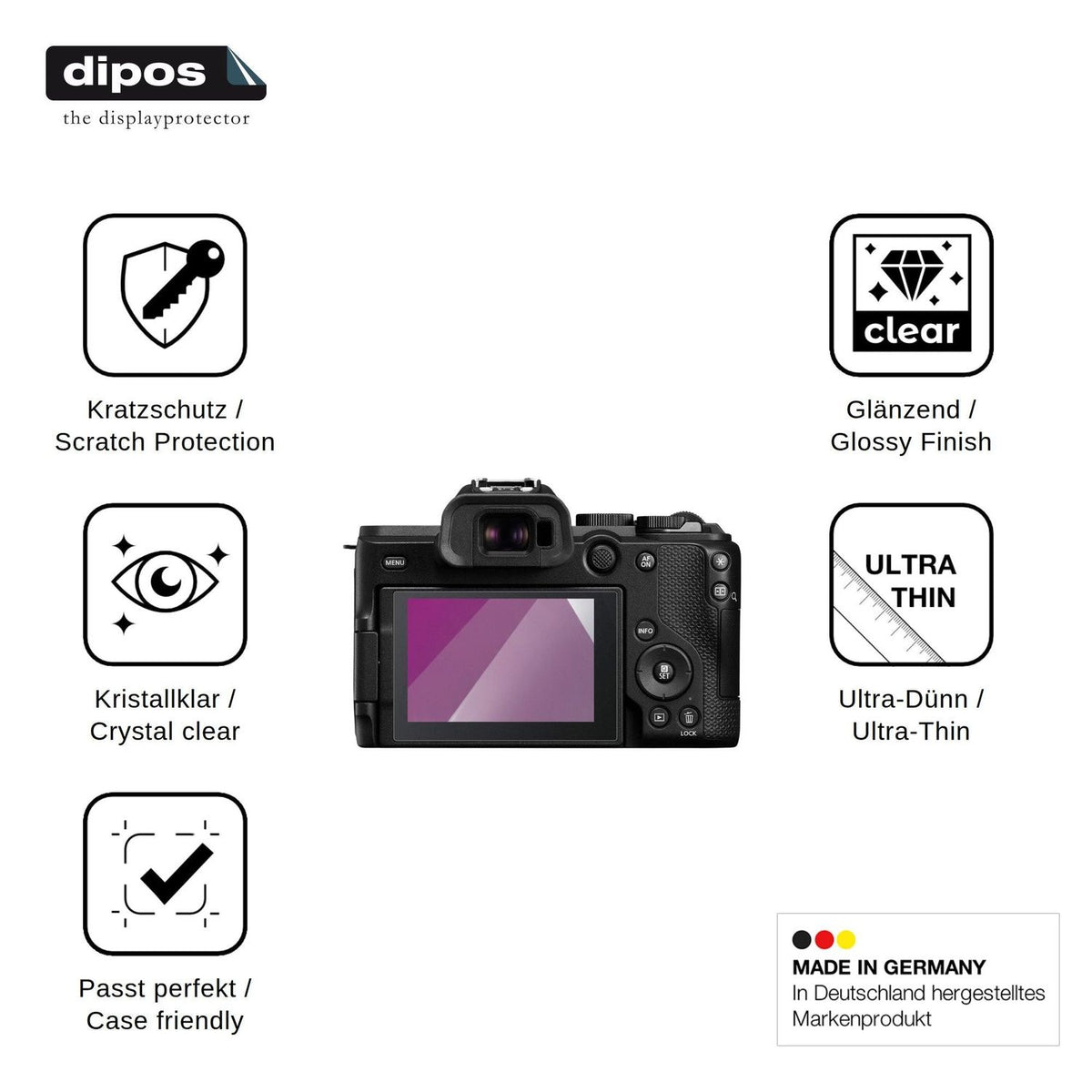 4x Schutzfolie klar für Canon EOS R8 Mark II Display-Schutzfolie