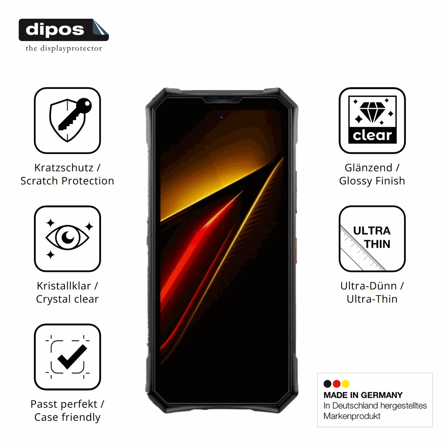 Displayschutz hergestellt in Deutschland, höchste Qualität made in Germany