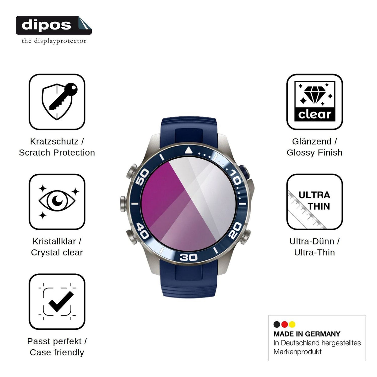 6x Schutzfolie klar für Garmin MARQ Diver Display-Schutzfolie