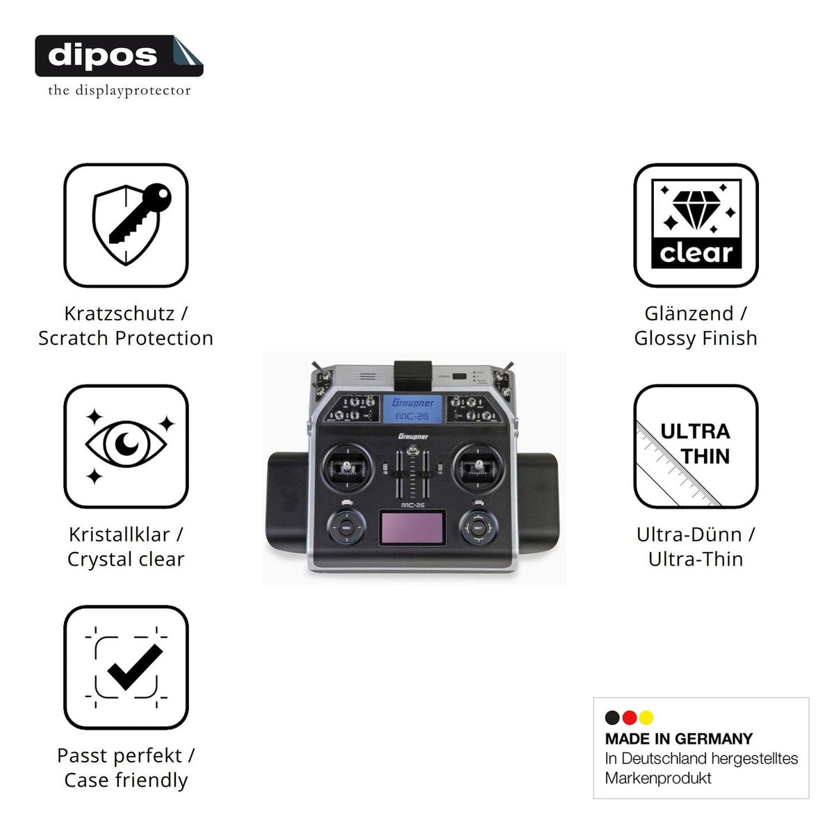 Displayschutz hergestellt in Deutschland, höchste Qualität made in Germany