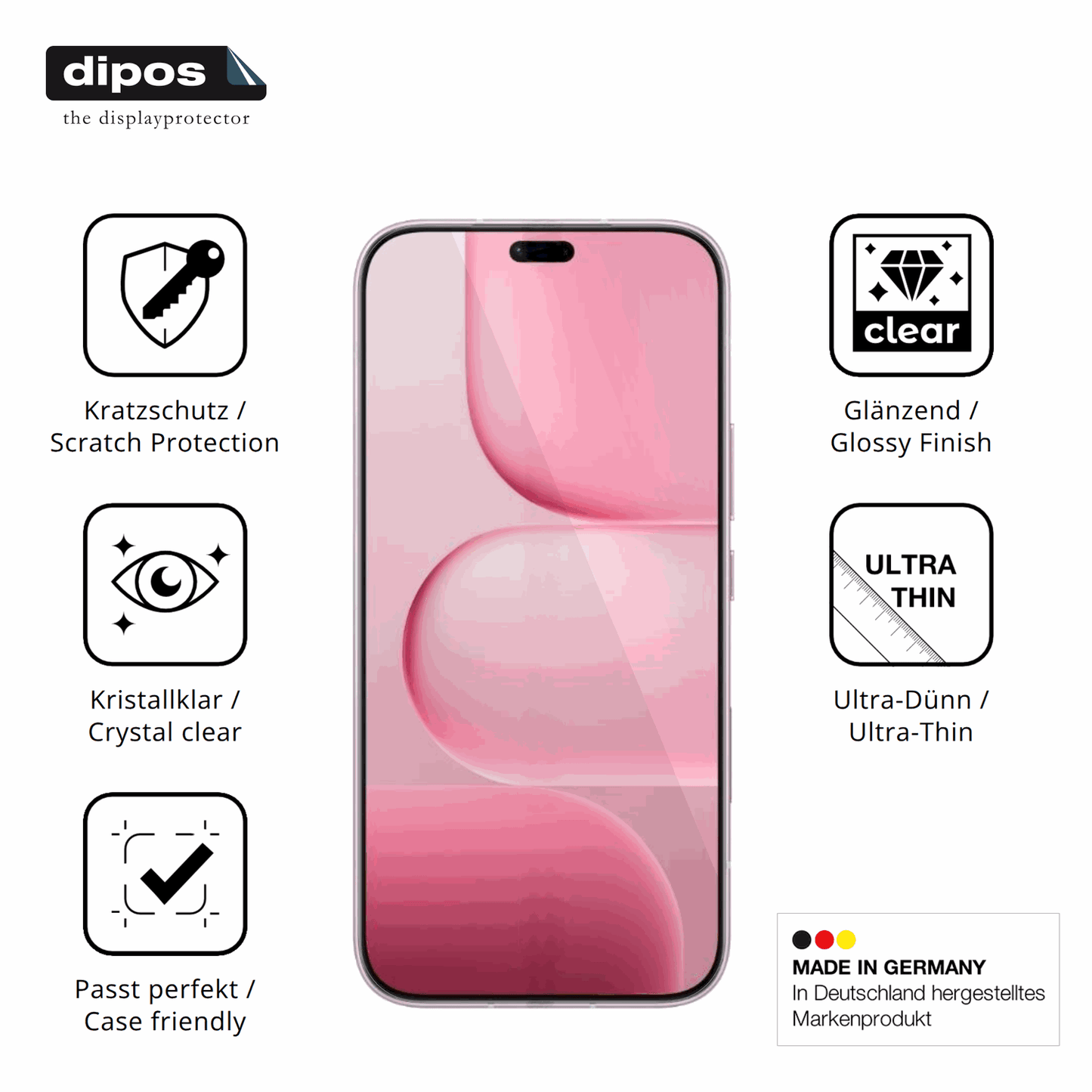 Displayschutz hergestellt in Deutschland, höchste Qualität made in Germany