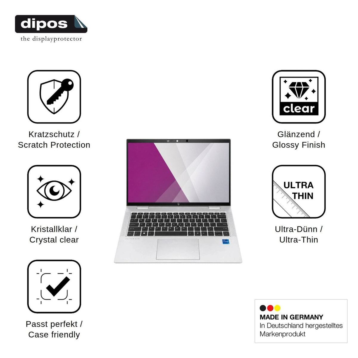 2x Schutzfolie klar für HP EliteBook x360 1030 G8 13.3 Display-Schutzfolie