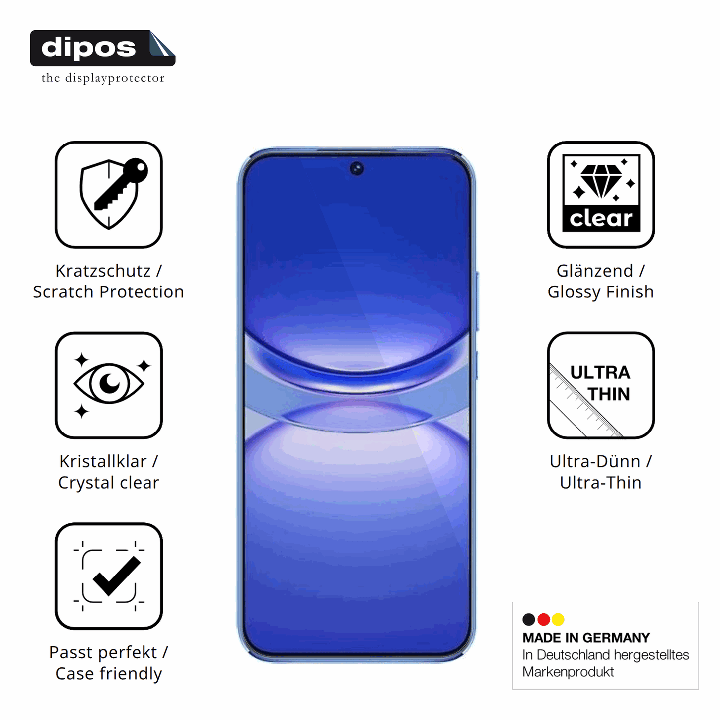 Displayschutz hergestellt in Deutschland, höchste Qualität made in Germany