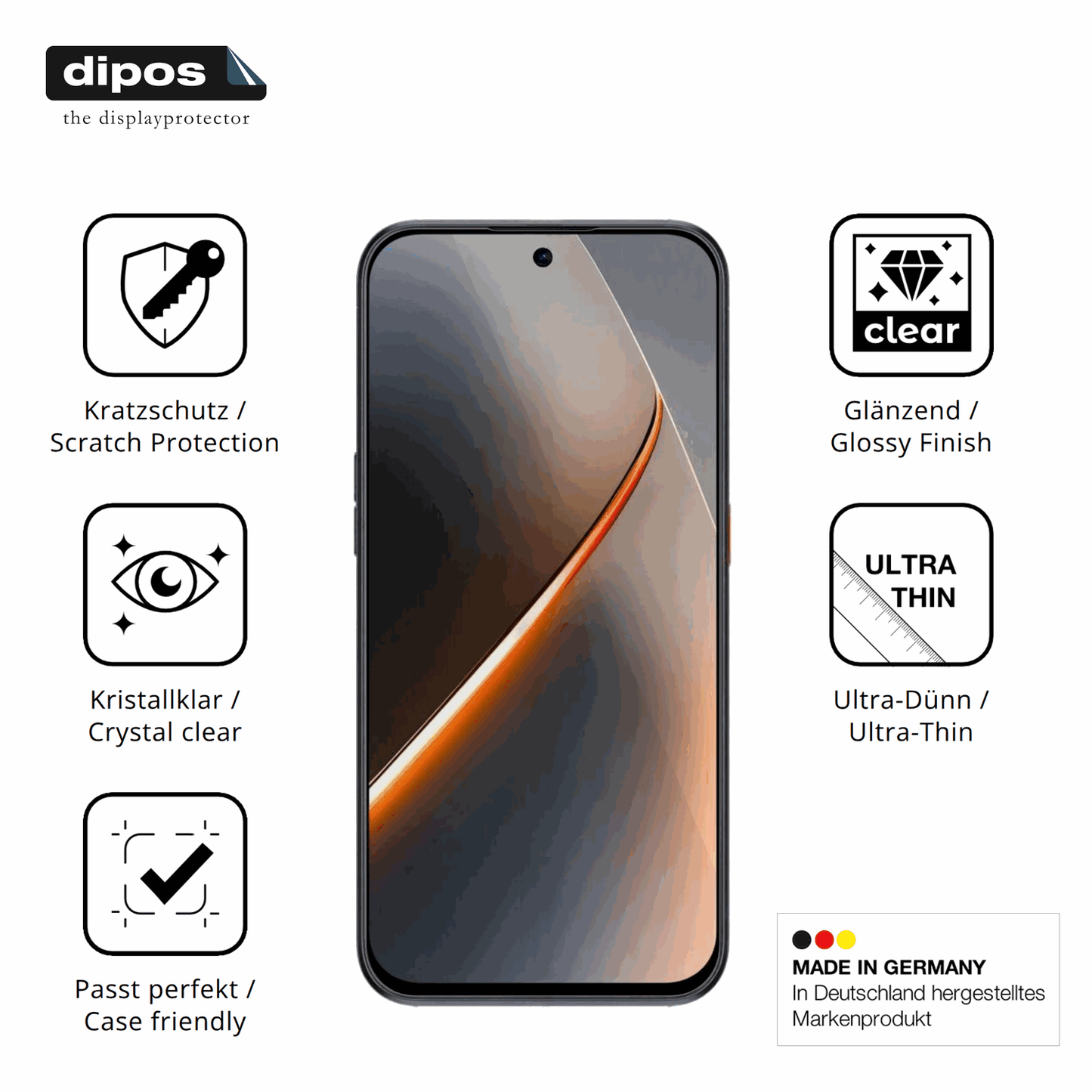 Displayschutz hergestellt in Deutschland, höchste Qualität made in Germany