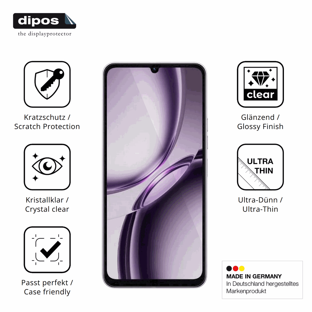 Displayschutz hergestellt in Deutschland, höchste Qualität made in Germany