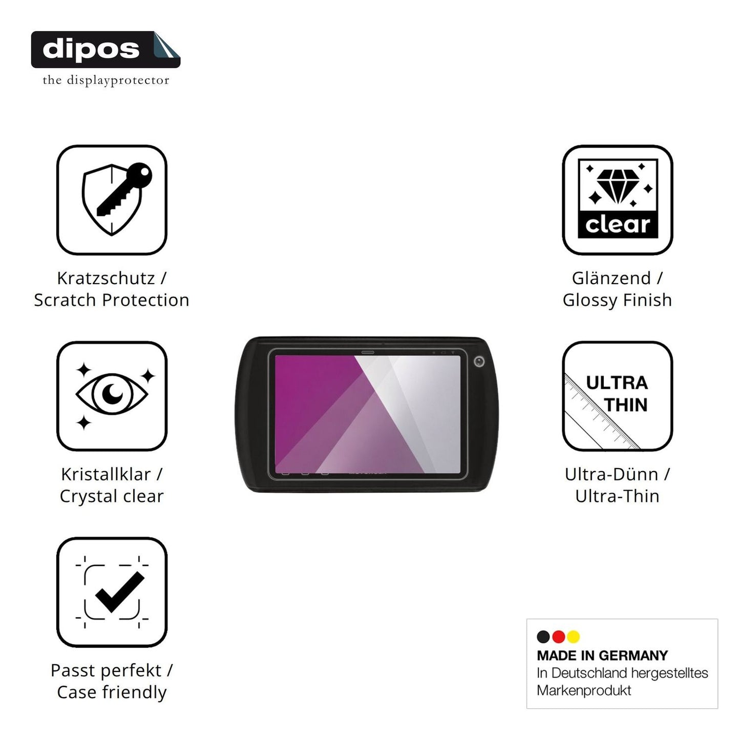 Displayschutz hergestellt in Deutschland, höchste Qualität made in Germany