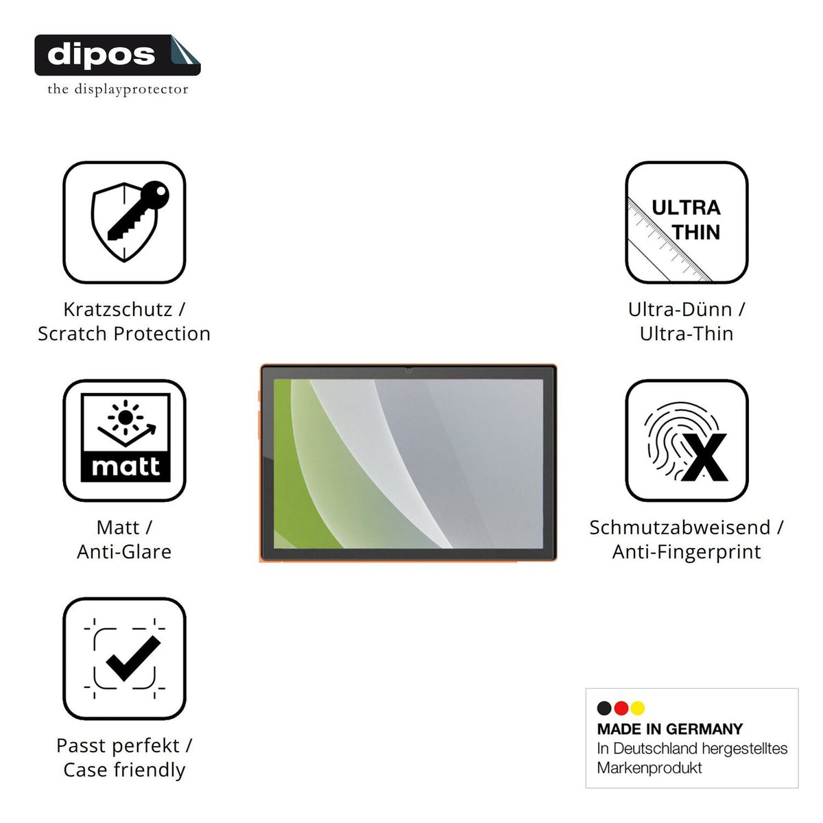 Displayschutz hergestellt in Deutschland, höchste Qualität made in Germany