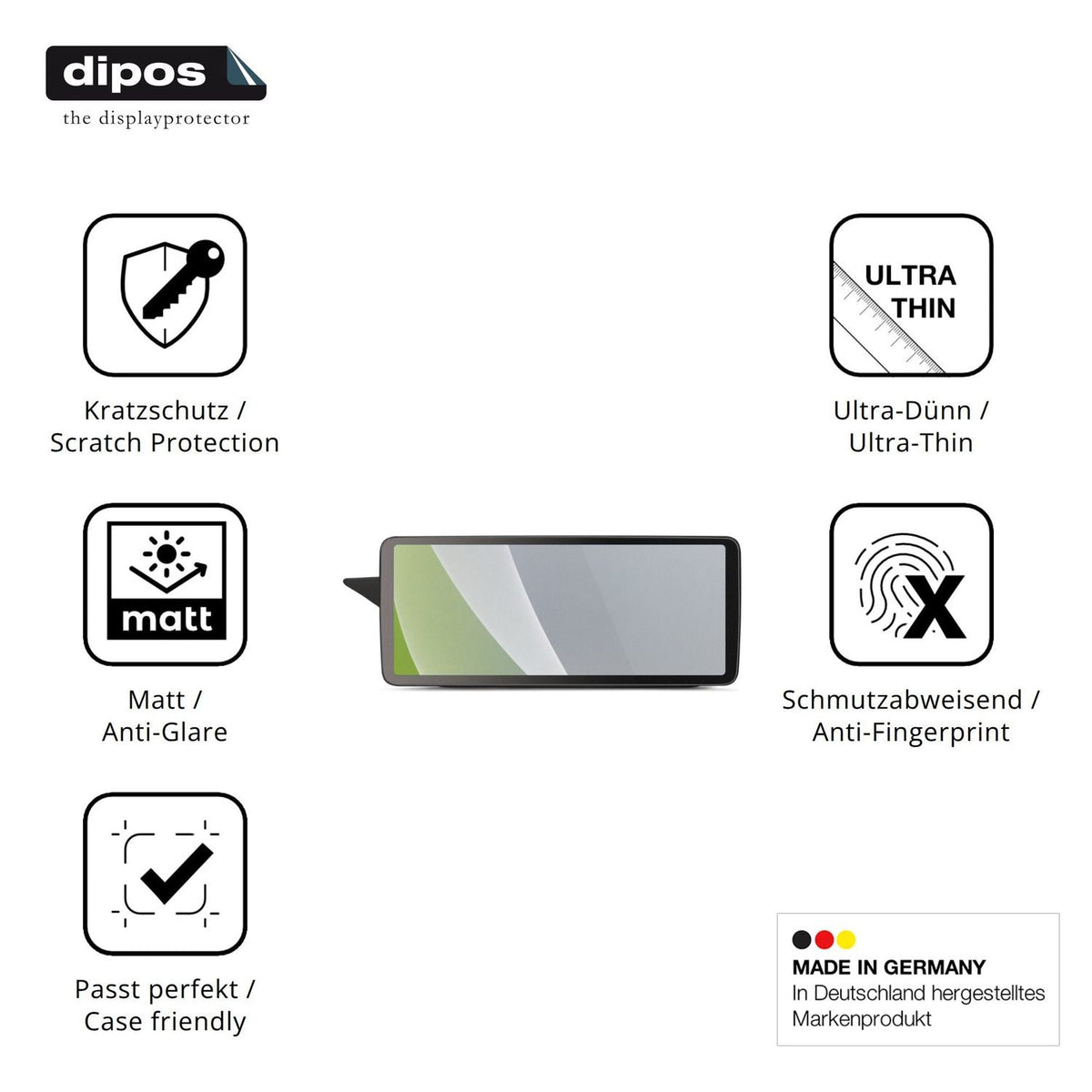 Displayschutz hergestellt in Deutschland, höchste Qualität made in Germany