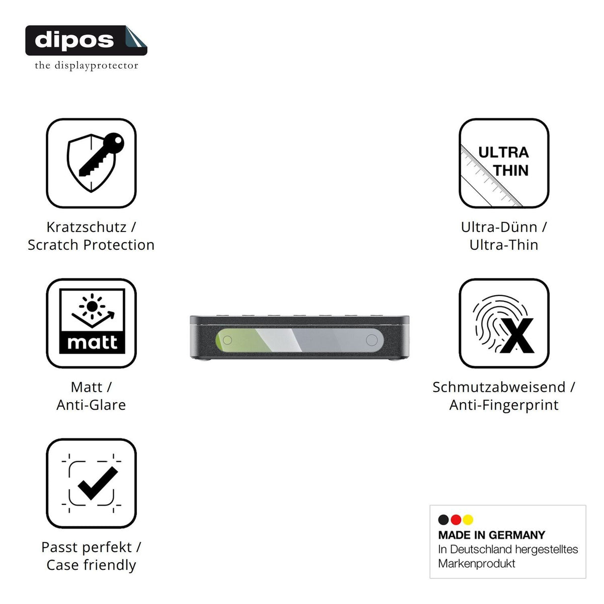 Displayschutz hergestellt in Deutschland, höchste Qualität made in Germany
