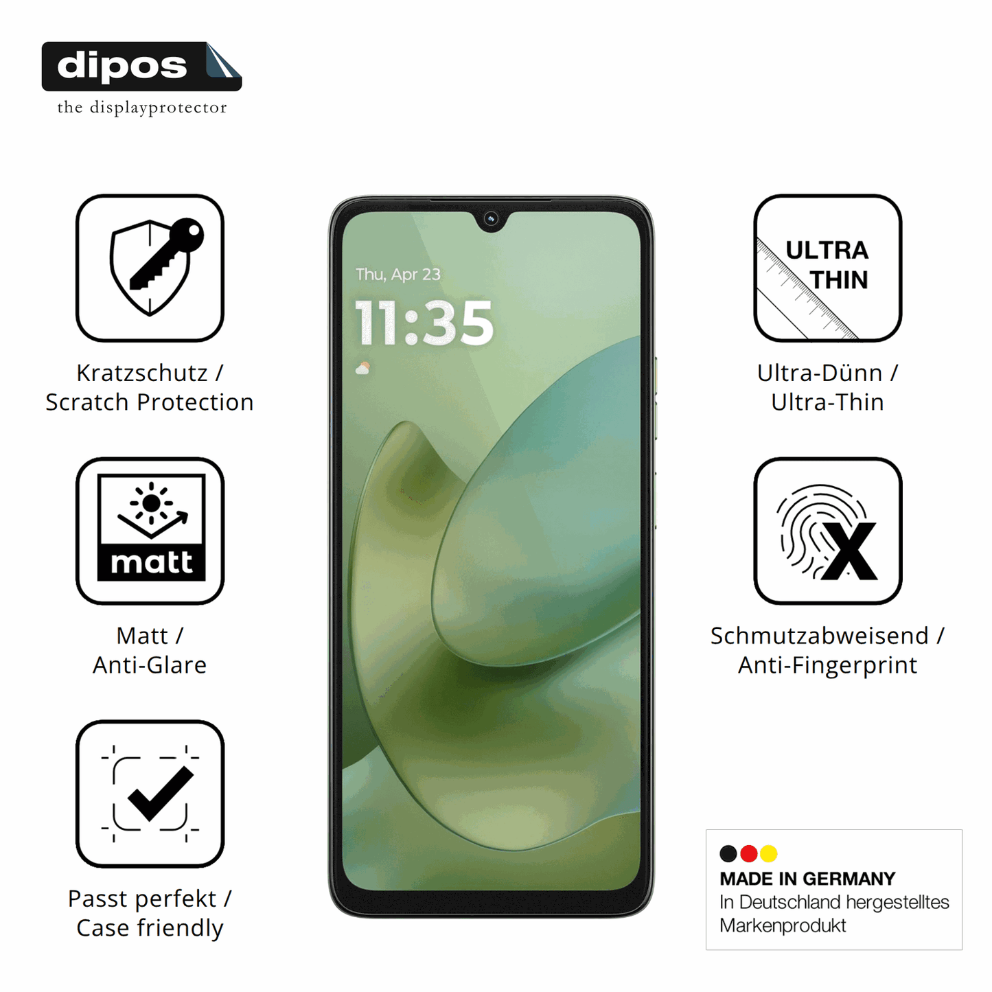 Displayschutz hergestellt in Deutschland, höchste Qualität made in Germany