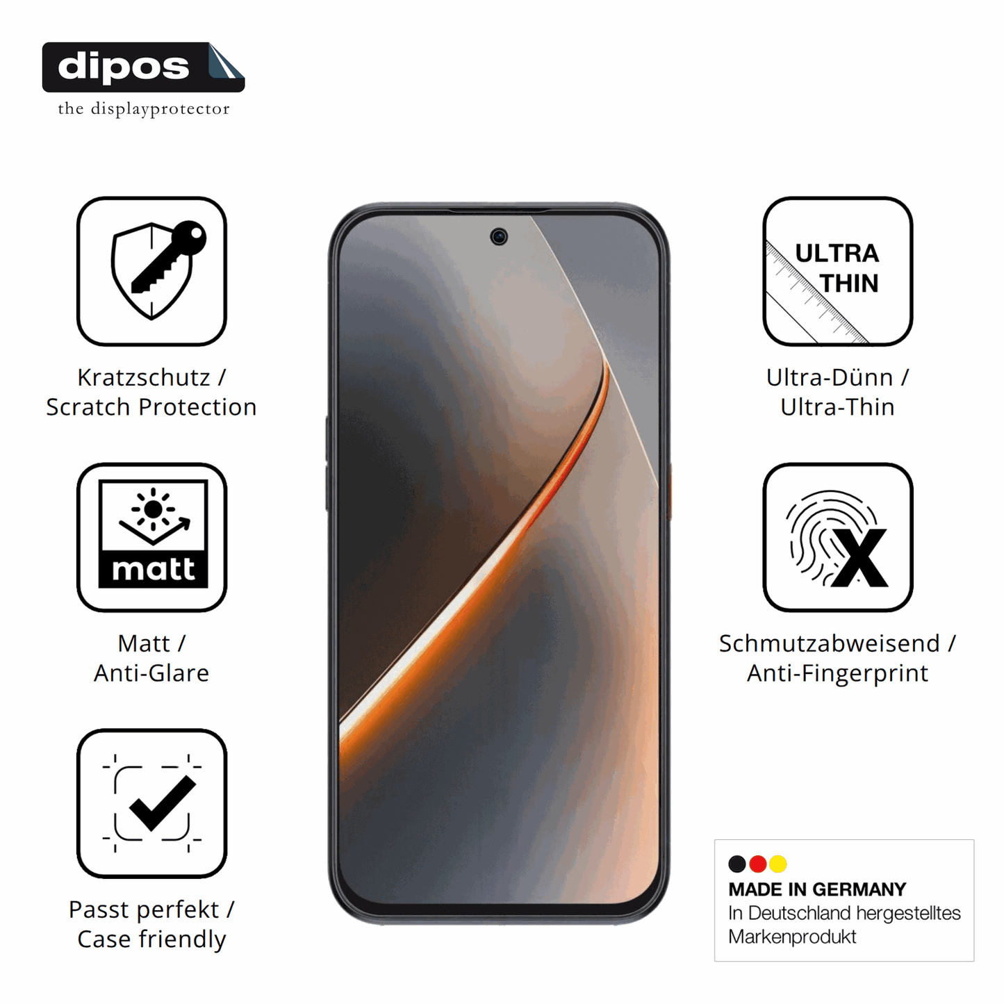 Displayschutz hergestellt in Deutschland, höchste Qualität made in Germany