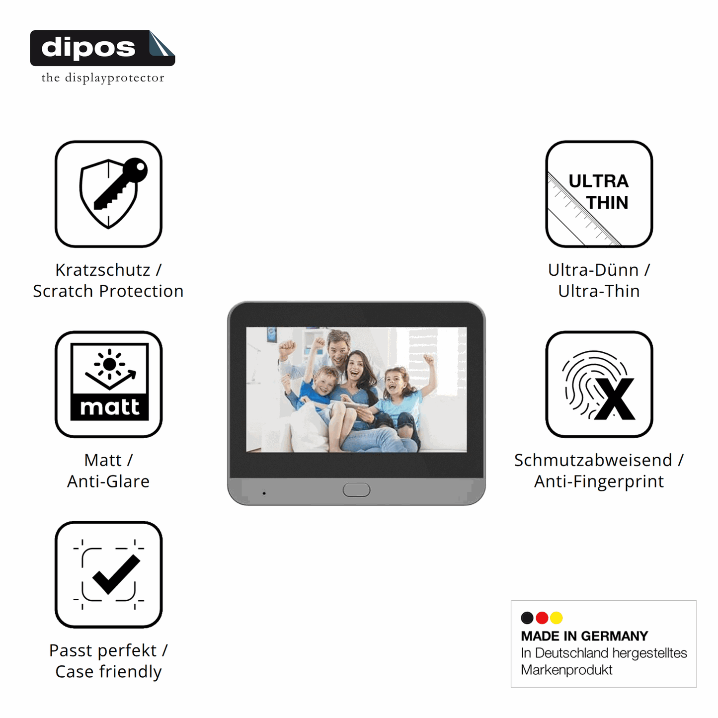 Displayschutz hergestellt in Deutschland, höchste Qualität made in Germany
