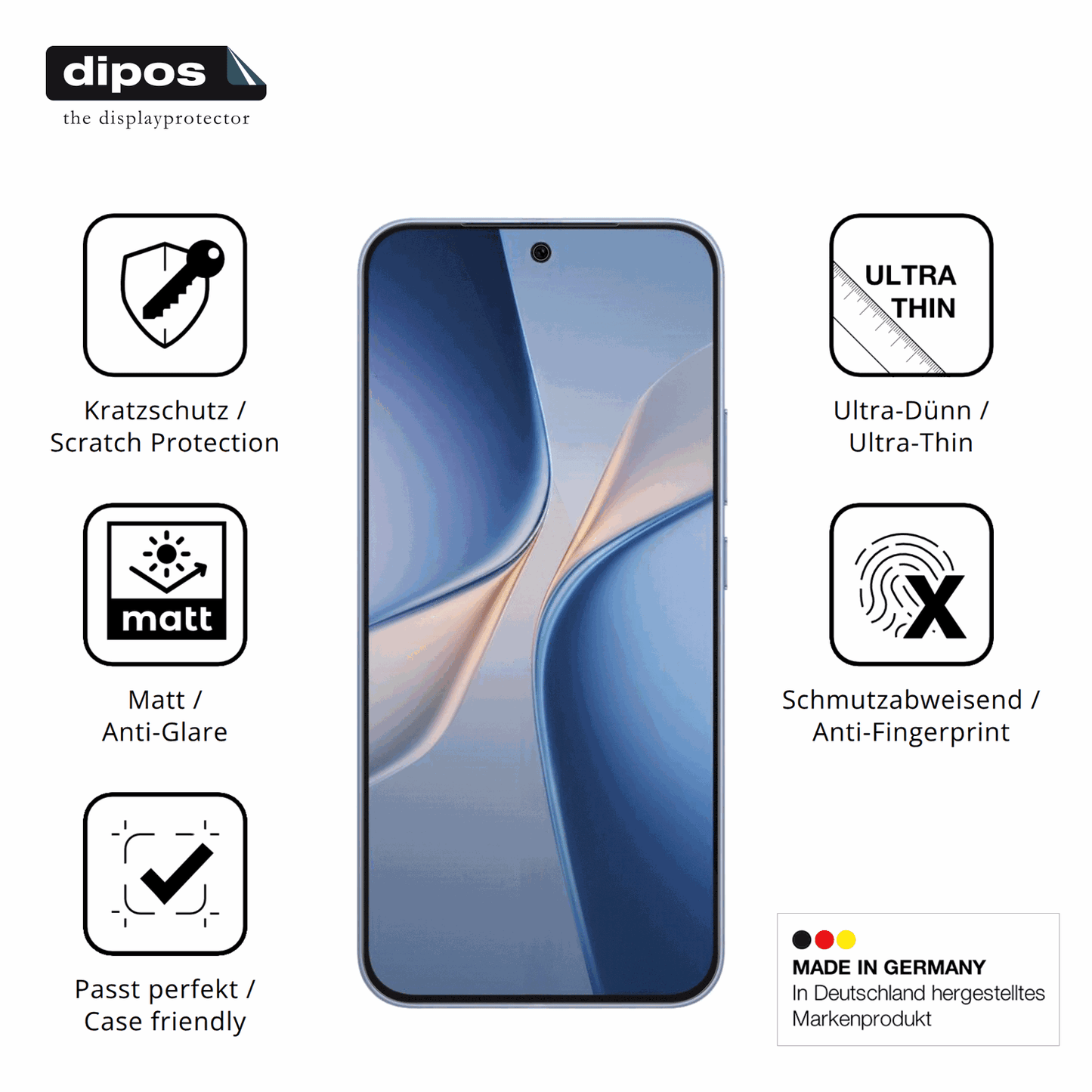 Displayschutz hergestellt in Deutschland, höchste Qualität made in Germany