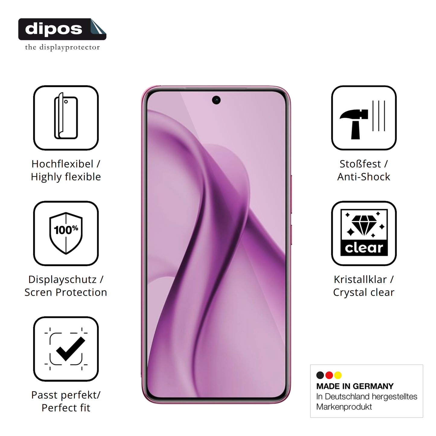 Displayschutz hergestellt in Deutschland, höchste Qualität made in Germany