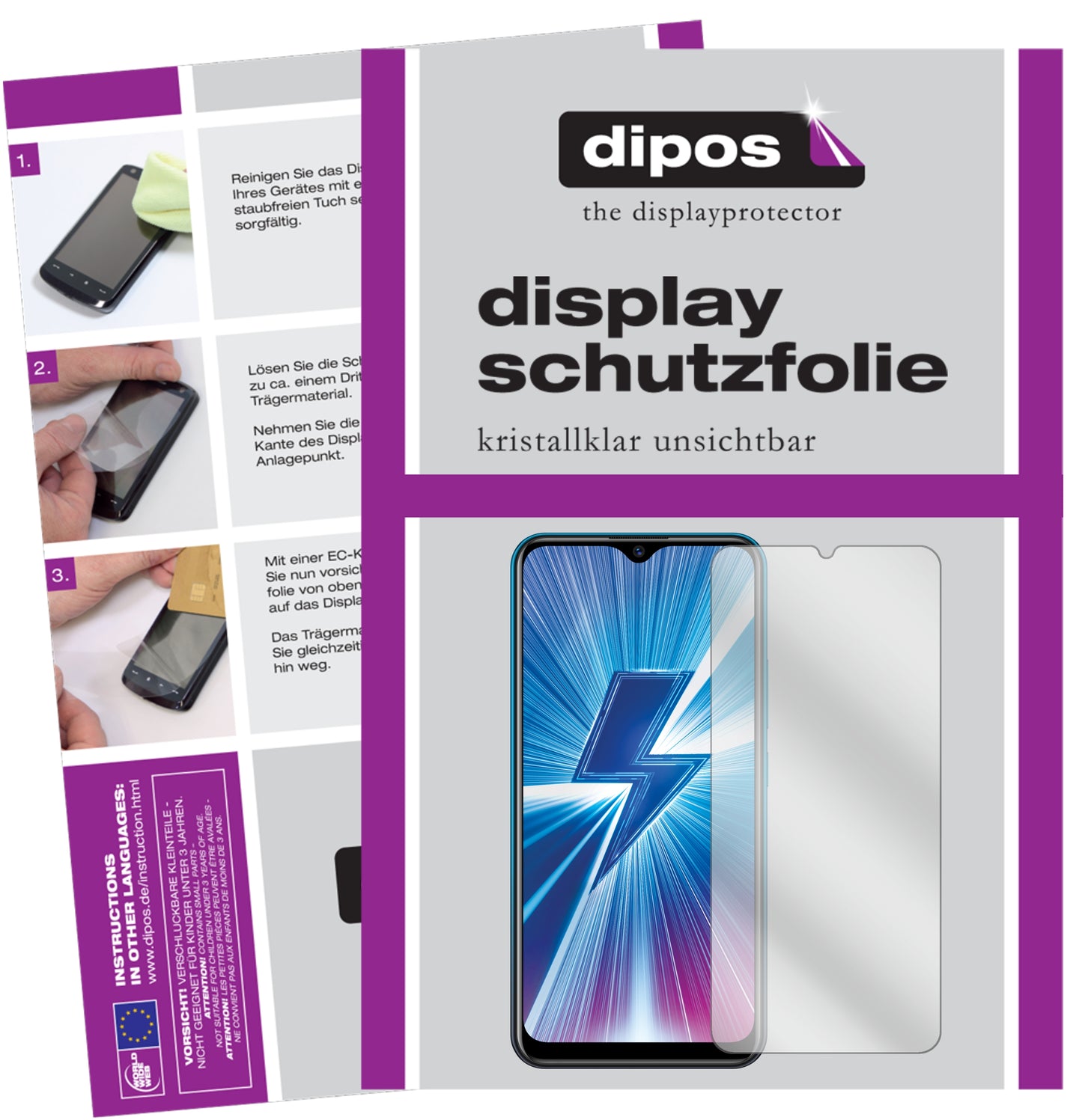 Kristallklare, dünne Schutzfolie: Kratzfest & passgenau für Vivo-Y3