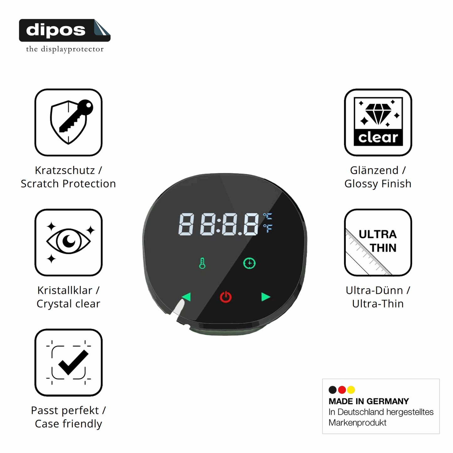 4x Schutzfolie klar für Vpcok Sous Vide Garer Stick Display-Schutzfolie