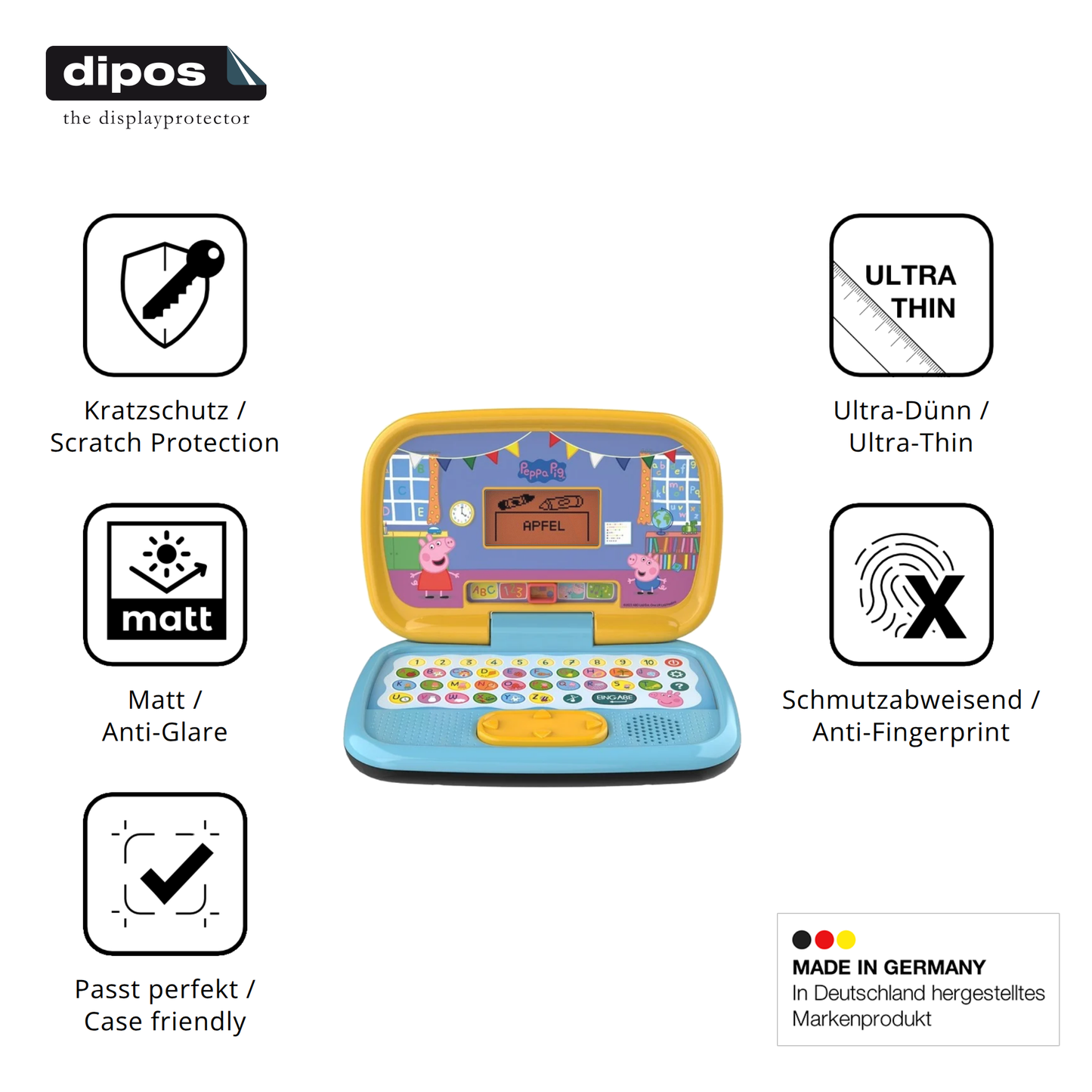 Displayschutz hergestellt in Deutschland, höchste Qualität made in Germany