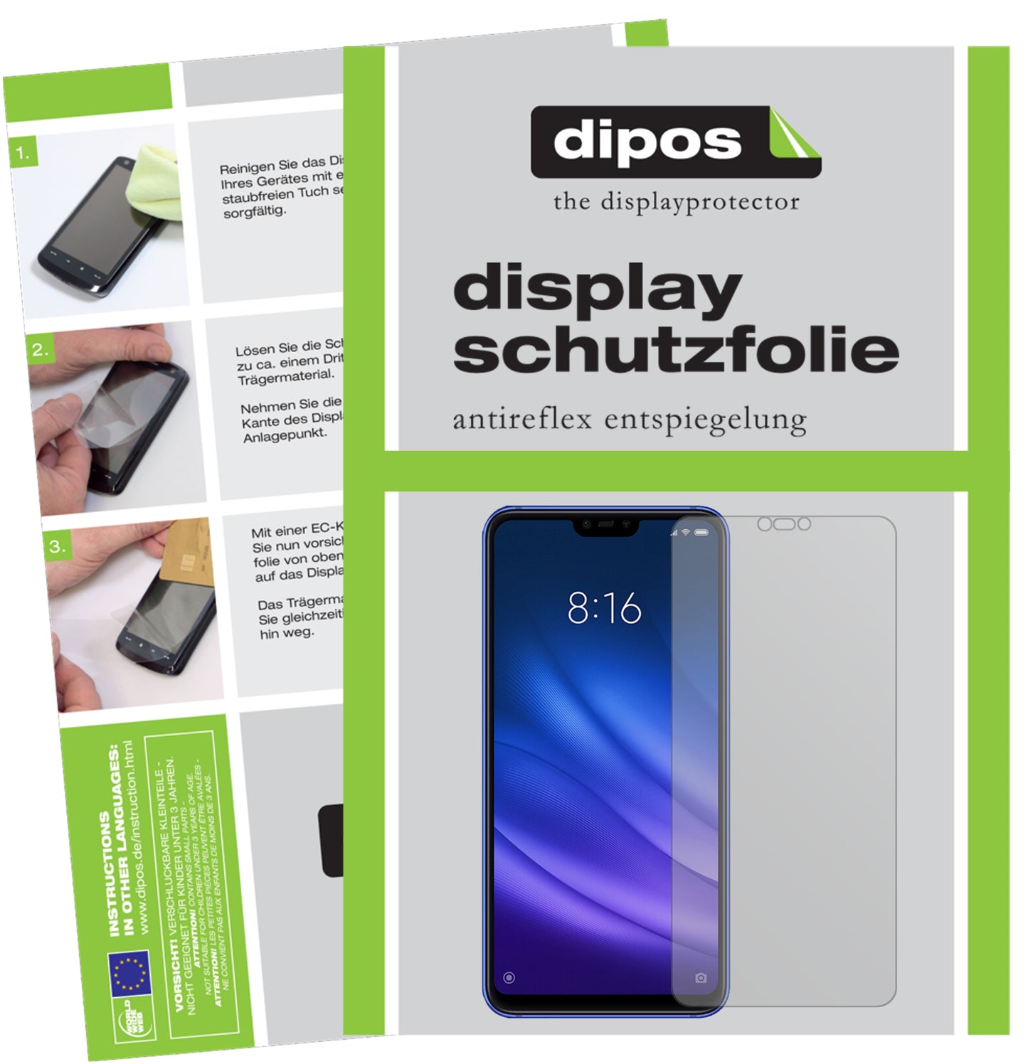 Mattes Panzerglas: Entspiegelte, dünne Folie, Fingerabdruckresistenz und Bildschirmschutz für Xiaomi-Mi 8 Lite