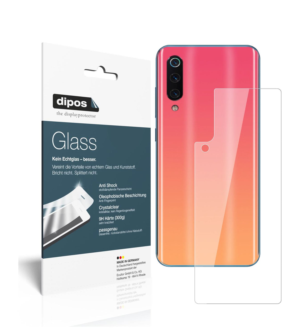 Perfekte Passform und ultimative Qualität: Unser 9H Panzerglas bietet Schutz für Xiaomi-Mi 9 Rückseite