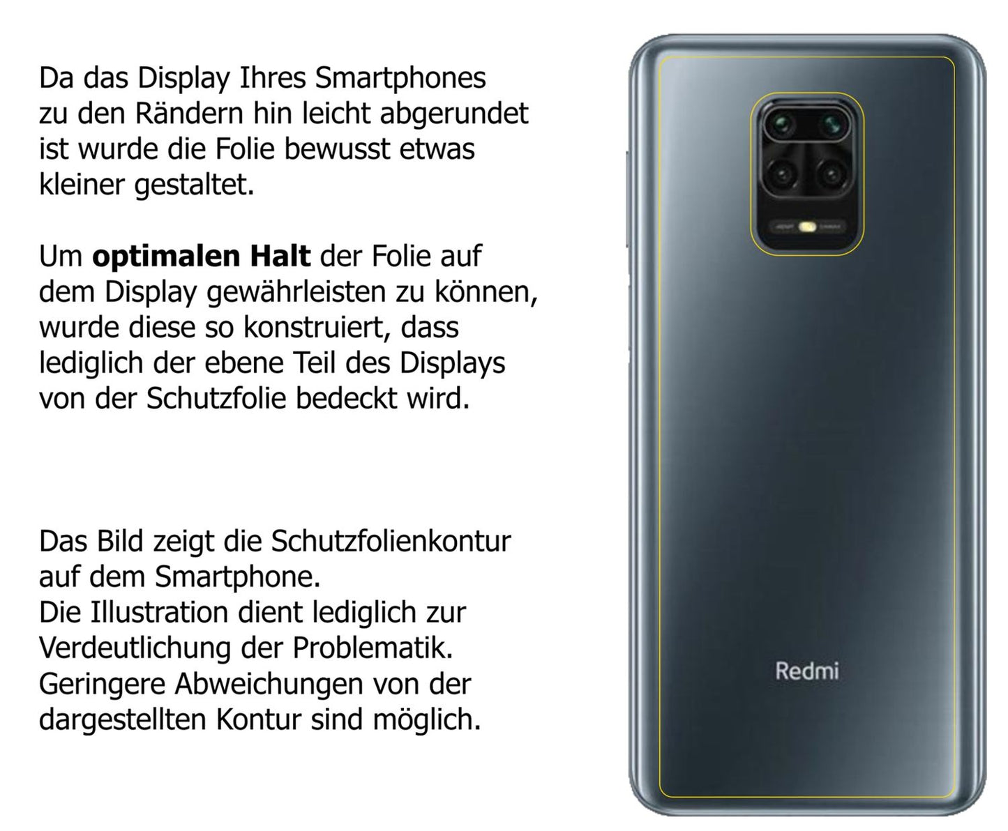 2x Schutzfolie klar für Xiaomi Redmi Note 9 Pro Rückseite Display-Schutzfolie